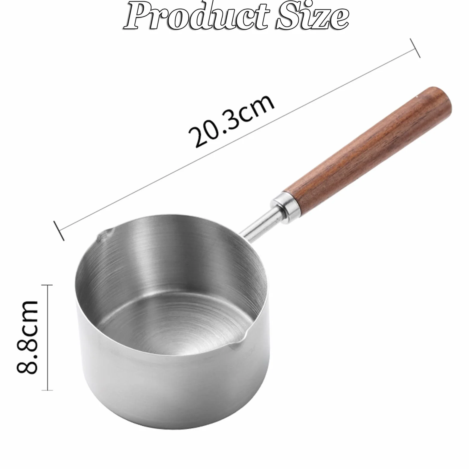 200 ml przenośny garnek ze stali nierdzewnej, mały garnek do mleka, mały garnek, patelnia do sosów, garnek do zupy z drewnianym uchwytem, kuchnia mleka, sos, kawa, herbata, zupa