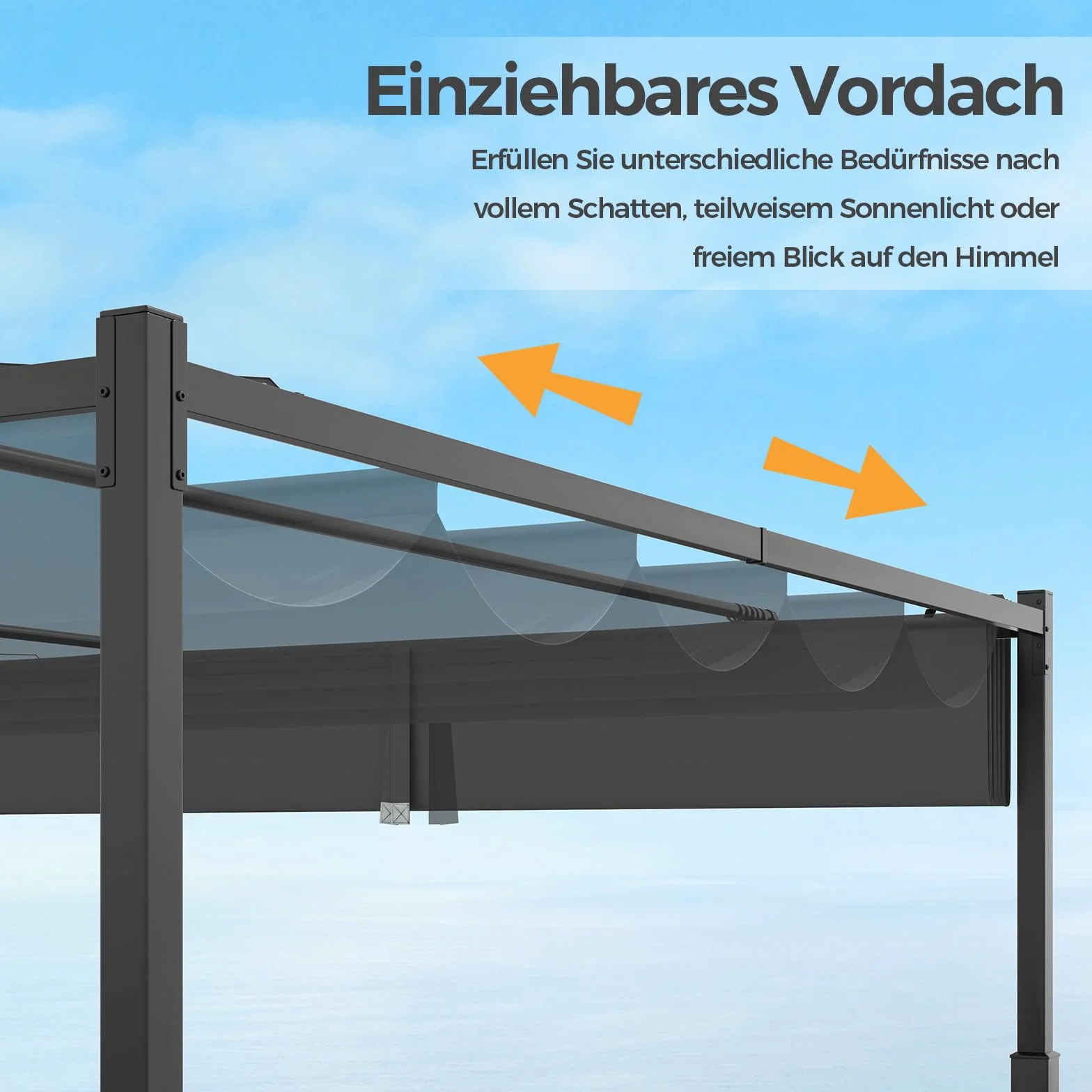 COSTWAY Pergola z przesuwnym dachem, pawilon 3,1 x 3,1 m, wodoszczelny, stabilny, odporny na zimę, pawilon ogrodowy z wytrzymałymi metalowymi kolumnami, na taras, do ogrodu, na taras