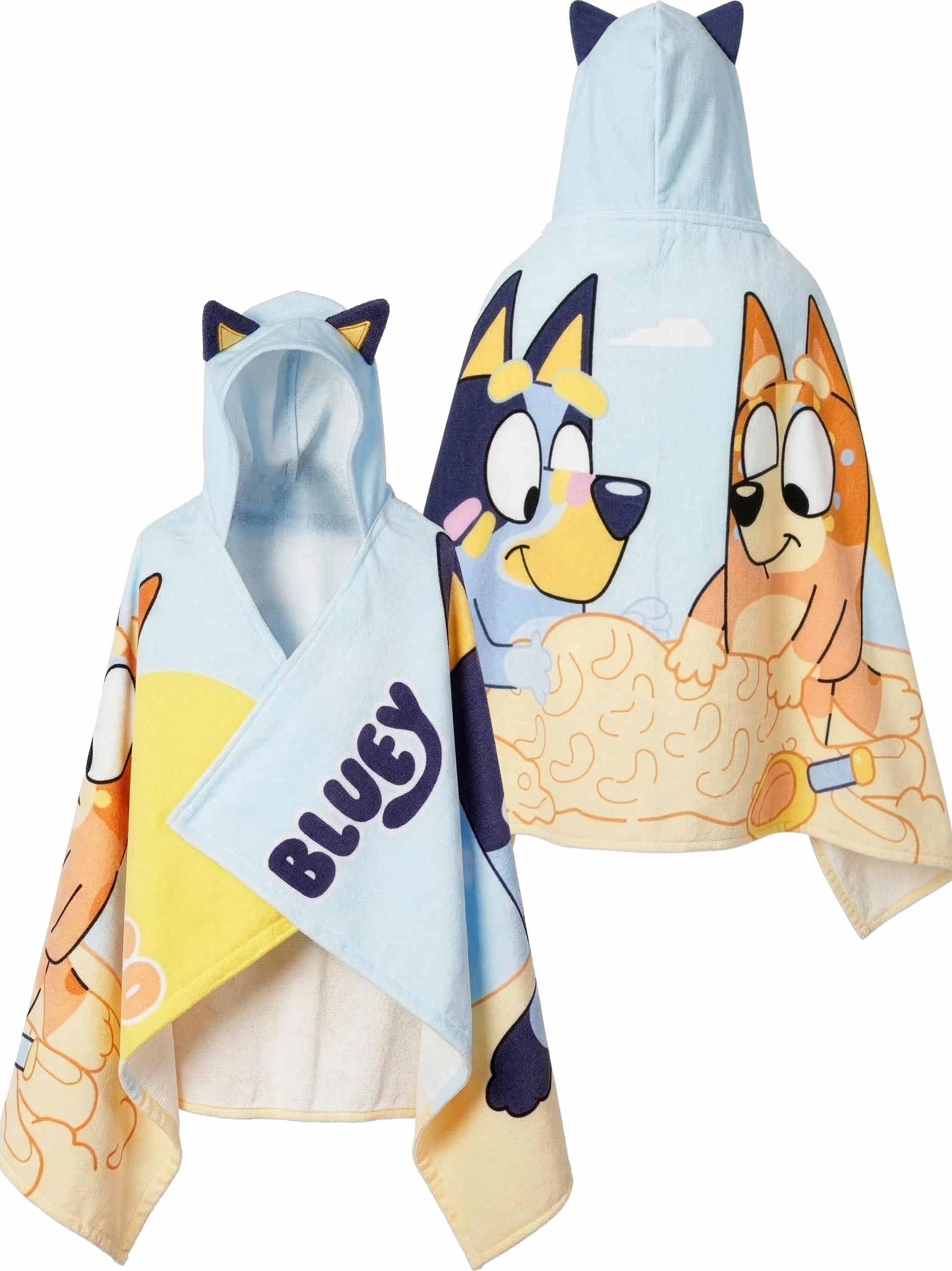 Bluey Ręcznik Plażowy Chłopców, Ręcznik Z Kapturem Z Uszami 3D, Ręcznik Kąpielowy Noszenia Na Basen, Niebieski One Size