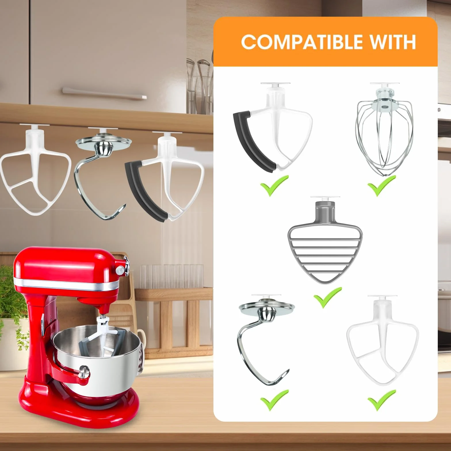 Uchwyty do akcesoriów miksera stojącego kompatybilne z mikserem Kitchen Aid (białe)
