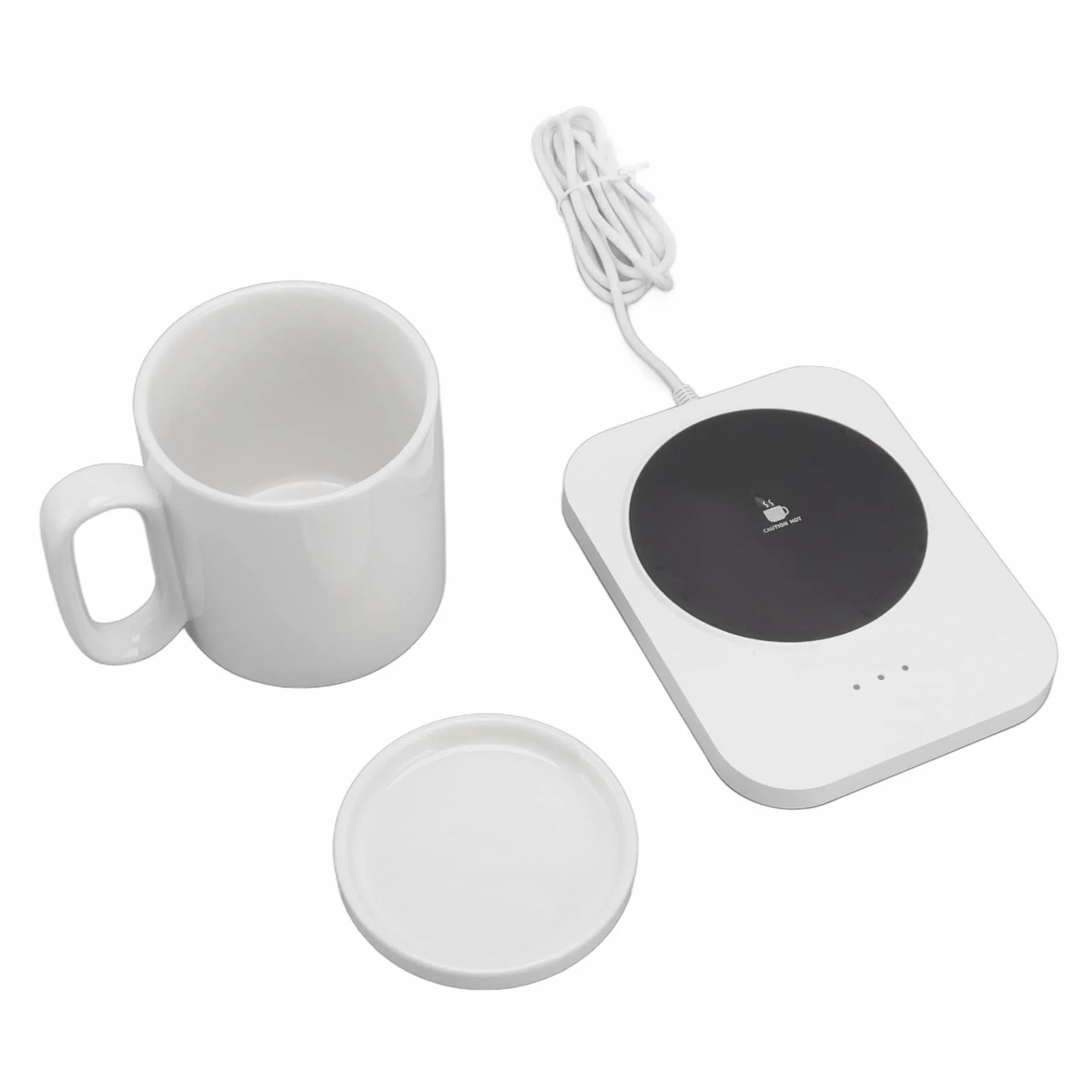 Focket Grzeczszy Kubek, Inteligentny Elektryczny Grzejnik Kubek z 3 Ustawieniami Temperatury świec Kawy Kakao (WHITE)