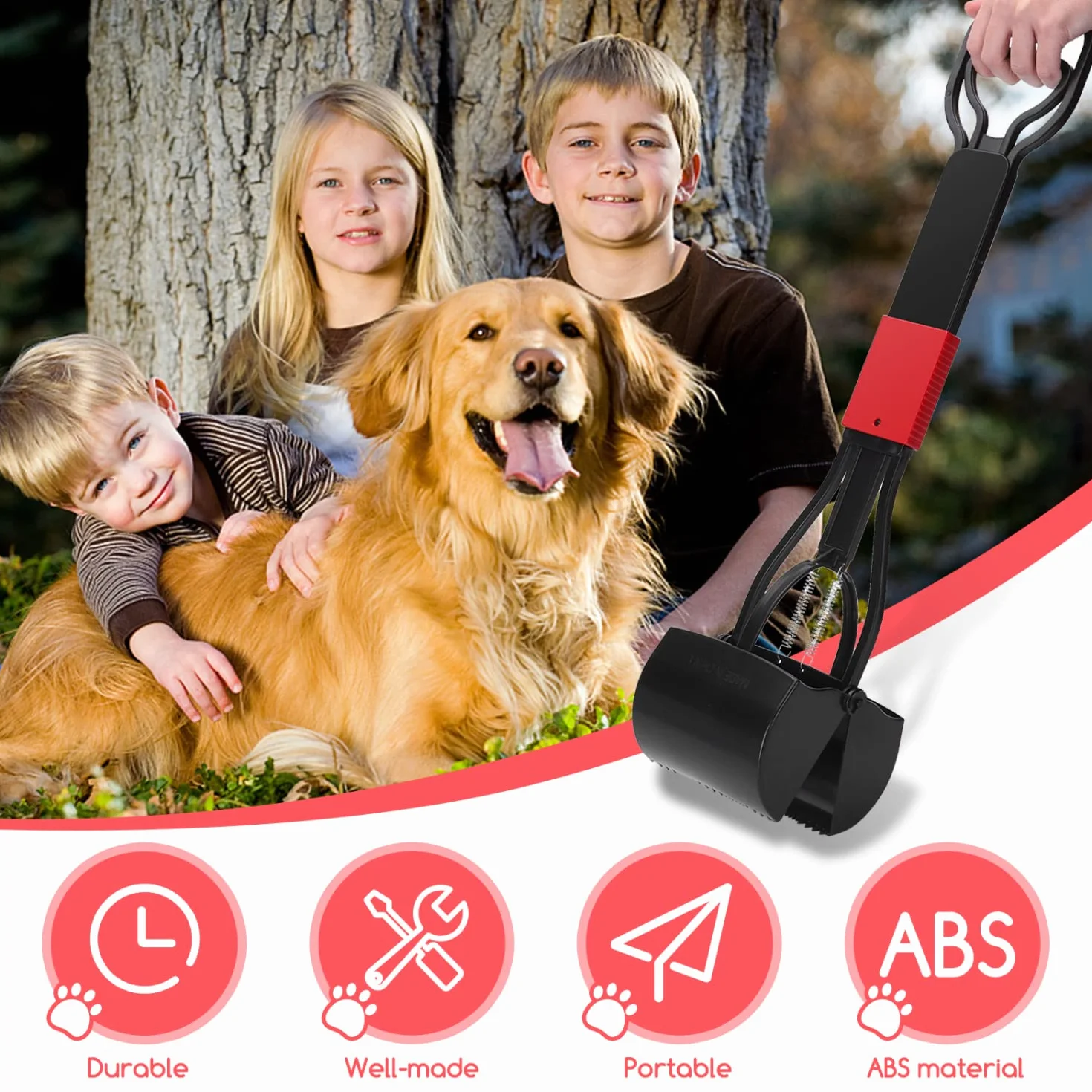 Nobleza Dog Poop Scooper, 66cm Long Składana łopatka do psich odchodów do ogrodu na zewnątrz/wewnątrz, psy, odchody zwierząt
