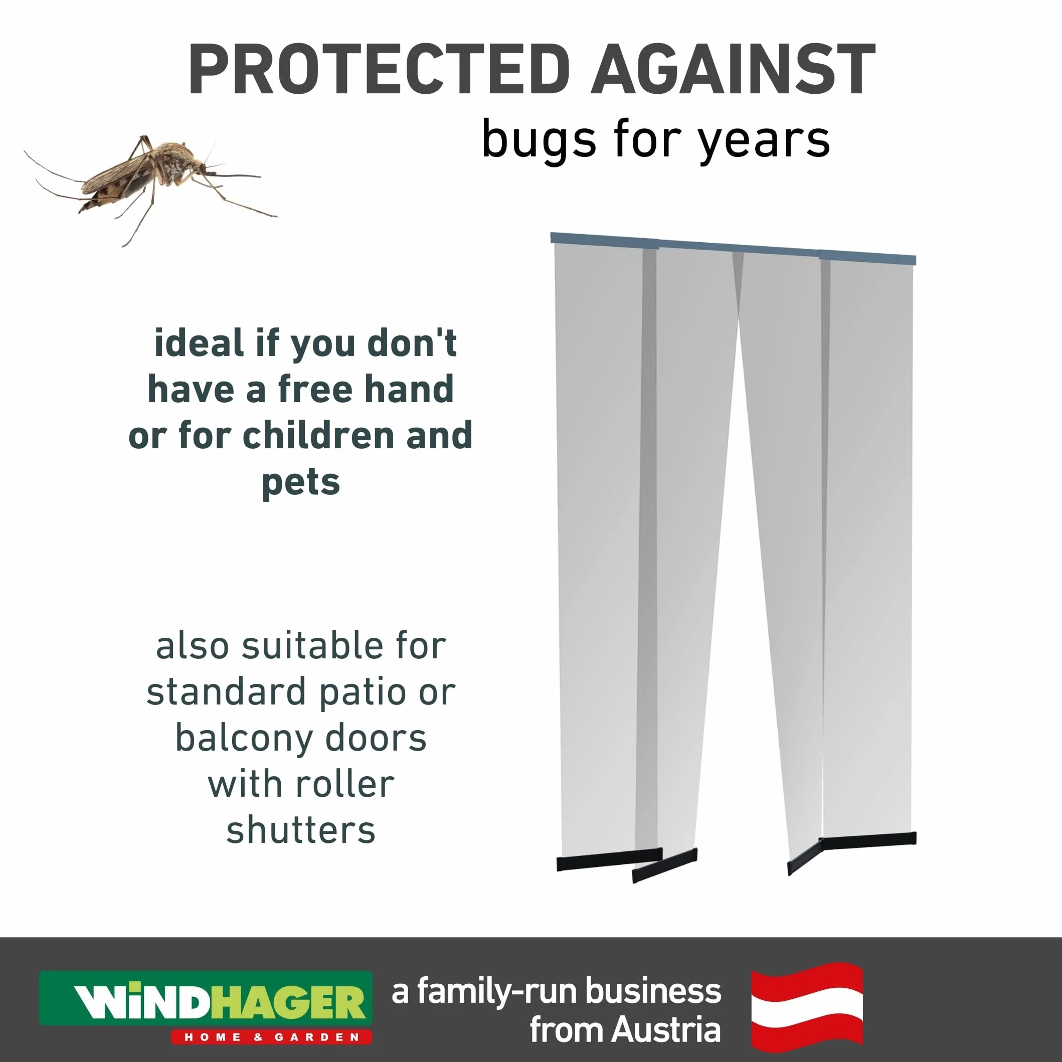 Windhager teleskopowa kurtyna drzwiowa - 120 x 250 cm - antracyt - moskitiera, siatka przeciw owadom, zasłona drzwiowa, kurtyna lamelowa, ochrona przed komarami - bez wiercenia