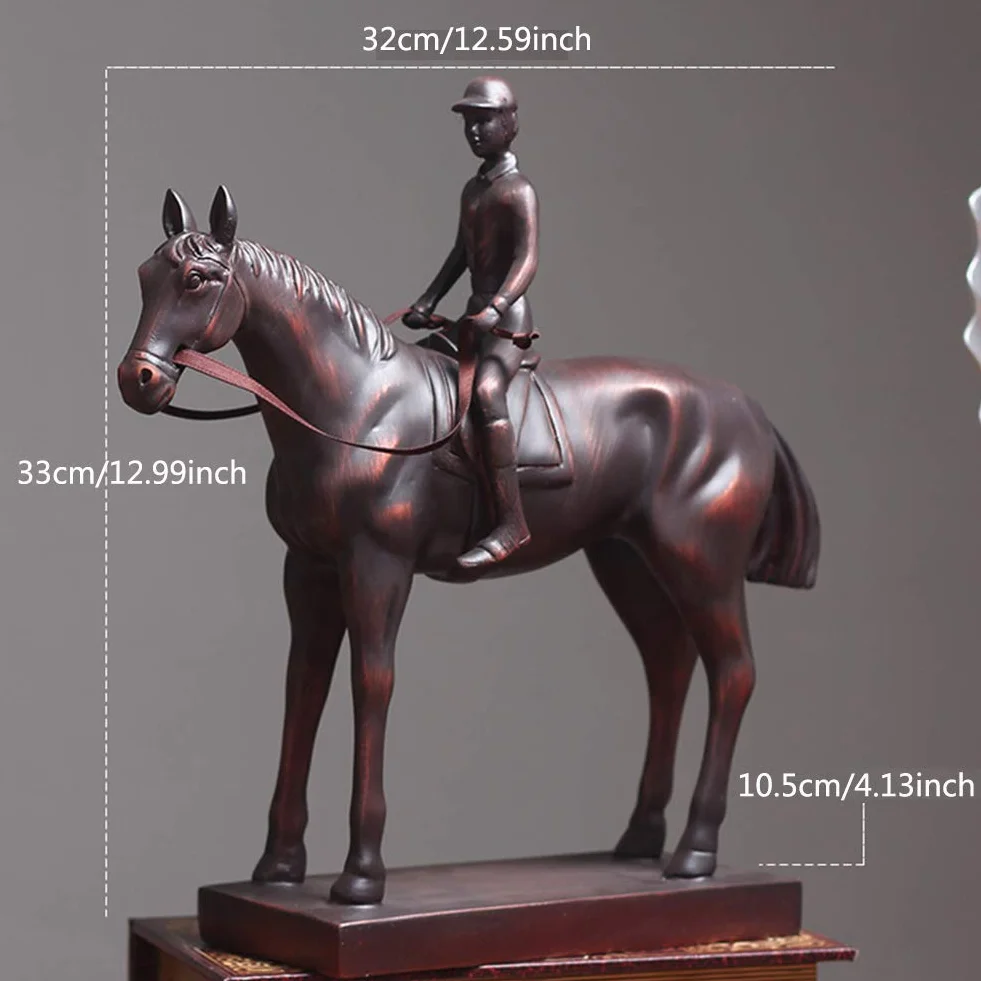 Wyścigi konne dżokej statua ozdoba rzeźba, figurka rycerza konia dekoracja stołu rodzinnego, L