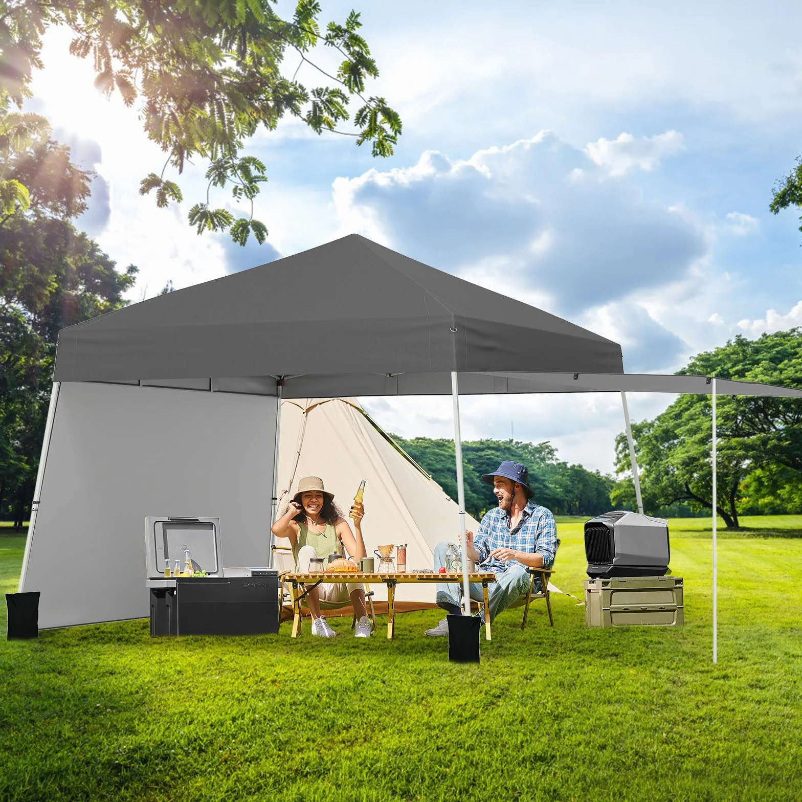COSTWAY Pawilon pop-up 3x4 m, 2 wymiennych bocznych części, ochrona UV 50+, regulacja wysokości, namiot ogrodowy/imprezowy, 8 śledzi