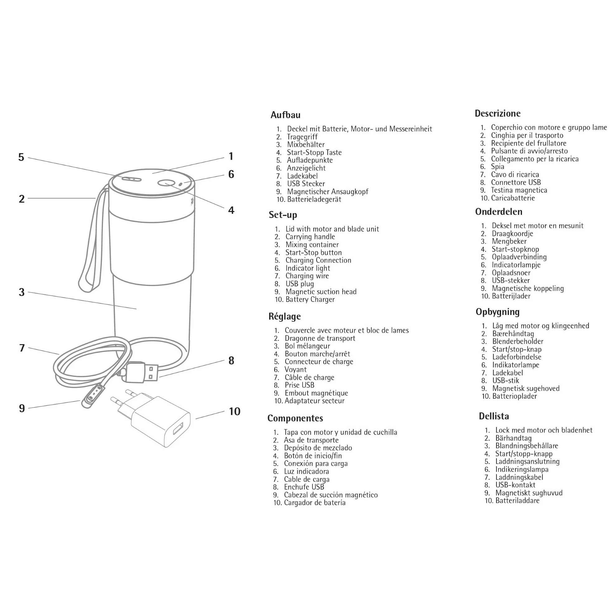 WMF Cromargan 300 ml przenośny mini mikser ładowany przez USB, urządzenie do smoothie