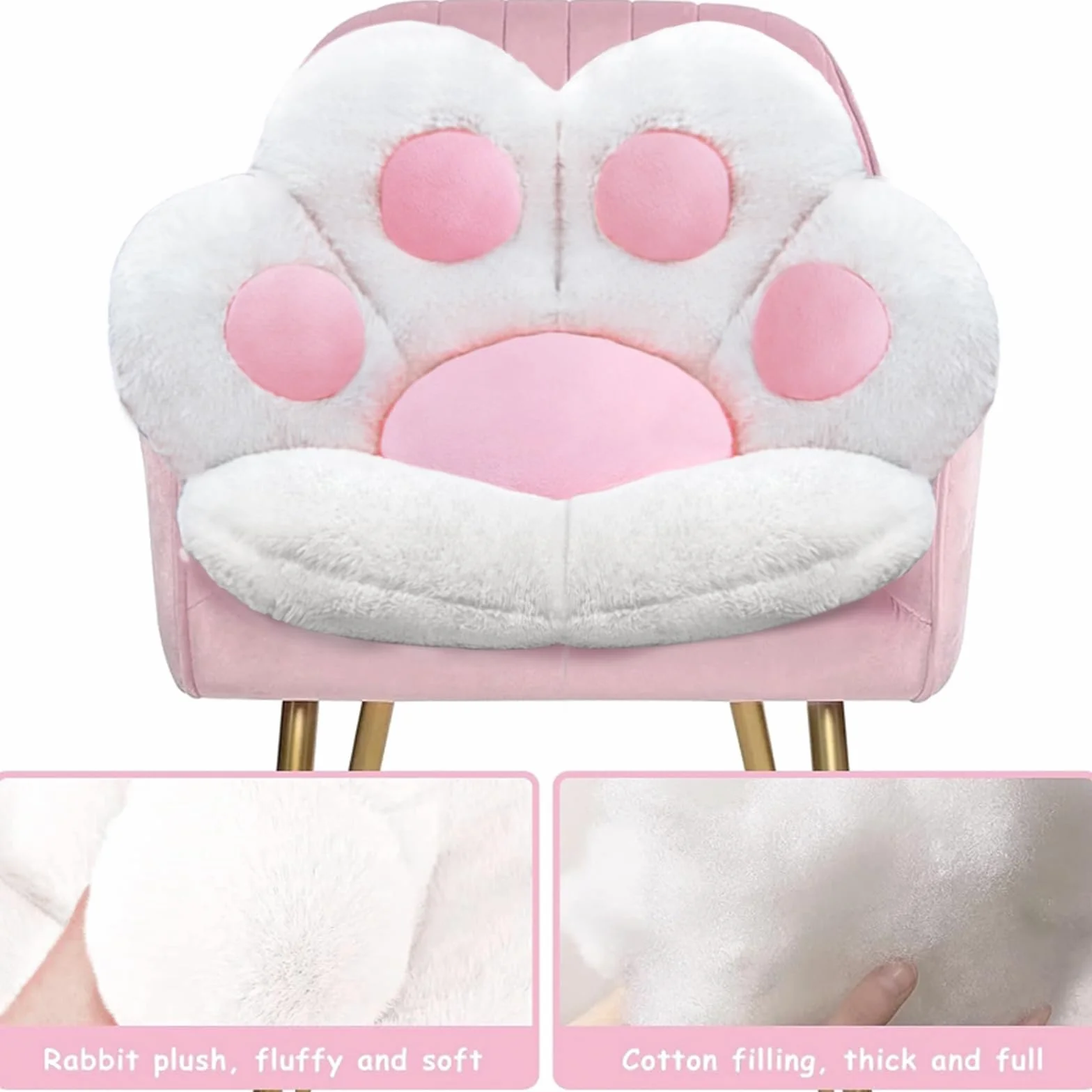 Poduszka z kocią łapą, urocze poduszki na krzesło, kawaii, kształt kociej łapy, 61 x 61 cm, poduszka na krzesło dla gracza, kawaii, akcesoria, dekoracja pokoju, sypialnia, dekoracyjna podkładka