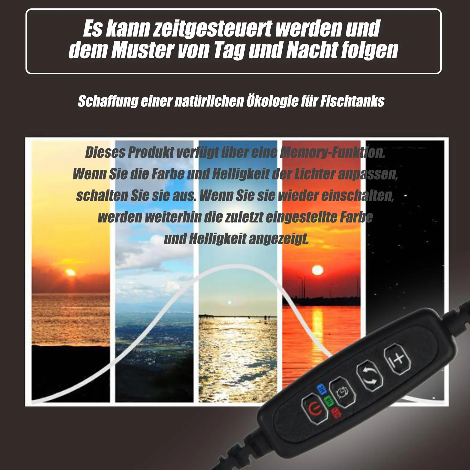 GERUI Lampa do akwarium 7 W 20-40 cm z białym i niebieskim światłem timer pamięć