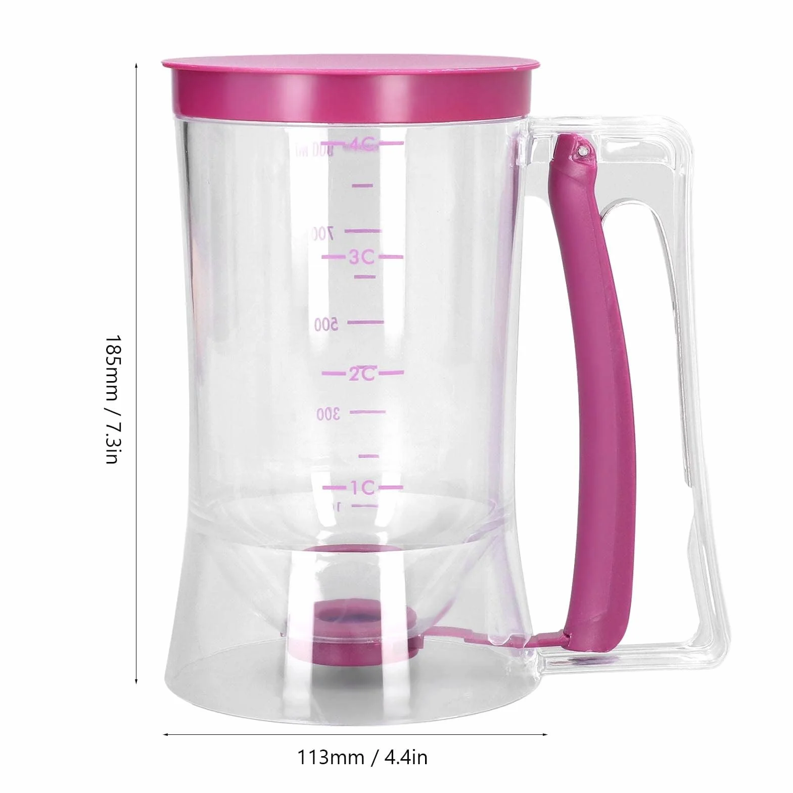 Dozownik do ciasta, dozownik ciasta, miarka, dozownik do ciast, z pokrywką i skalą, do babeczek, muffinek, naleśników, wafli, wylewania ciasta, 900 ml