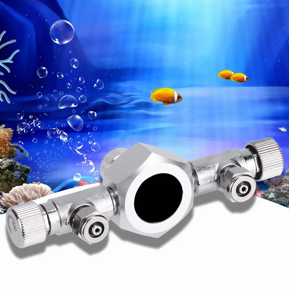 Zerodis Rozdzielacz CO2 Do Akwarium 2-Drogowy Precyzyjny Zawór Iglicowy Magnetyczny Regulator Stop Aluminium Stal Nierdzewna