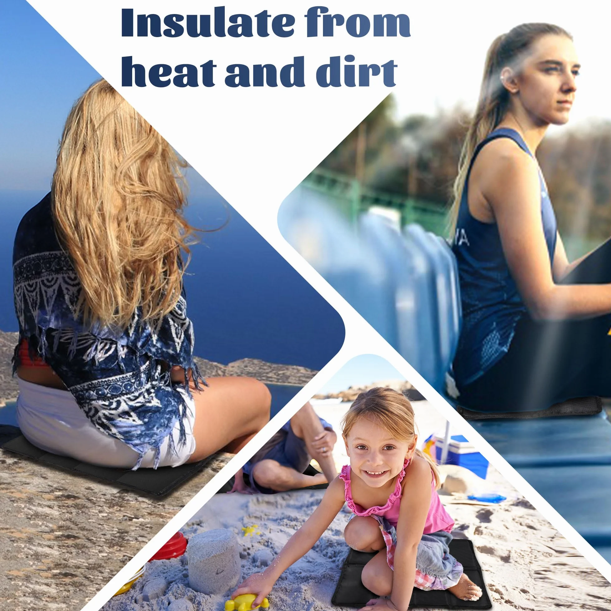 Thermo Seat Cushion składany zestaw 2 sztuk, Outdoor Seat Pad, odporny na wilgoć i ciepły, wodoodporny Seat Pillow z 2 torbami do przechowywania, składany Seat Cushion do podróży (czarny)