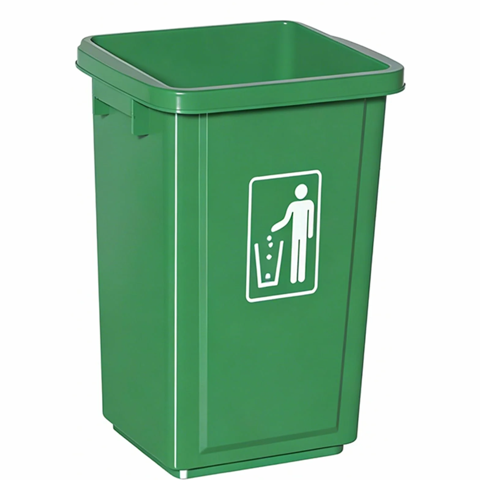Komercyjny pojemnik na odpady, prostokątny plastikowy kosz na śmieci, zewnętrzny kosz na śmieci z pokrywką, do wewnątrz / na zewnątrz / garażu/domów / obiektów handlowych (Green-1,60L)