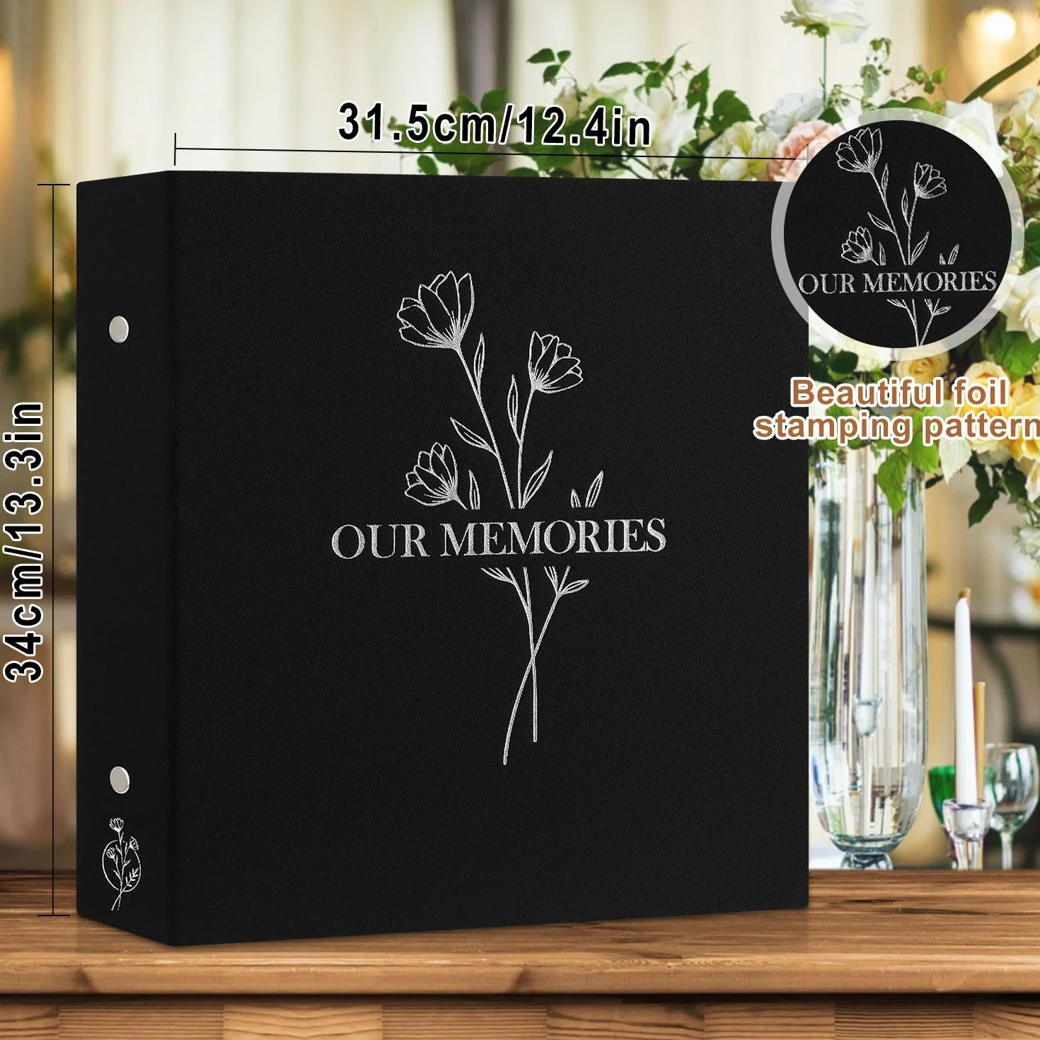 Album fotograficzny Lanpn 6 x 4, nasze wspomnienia, lniany album fotograficzny 600 kieszeni, albumy fotograficzne do zdjęć 10 x 15 cm w pionie i poziomie, czarny