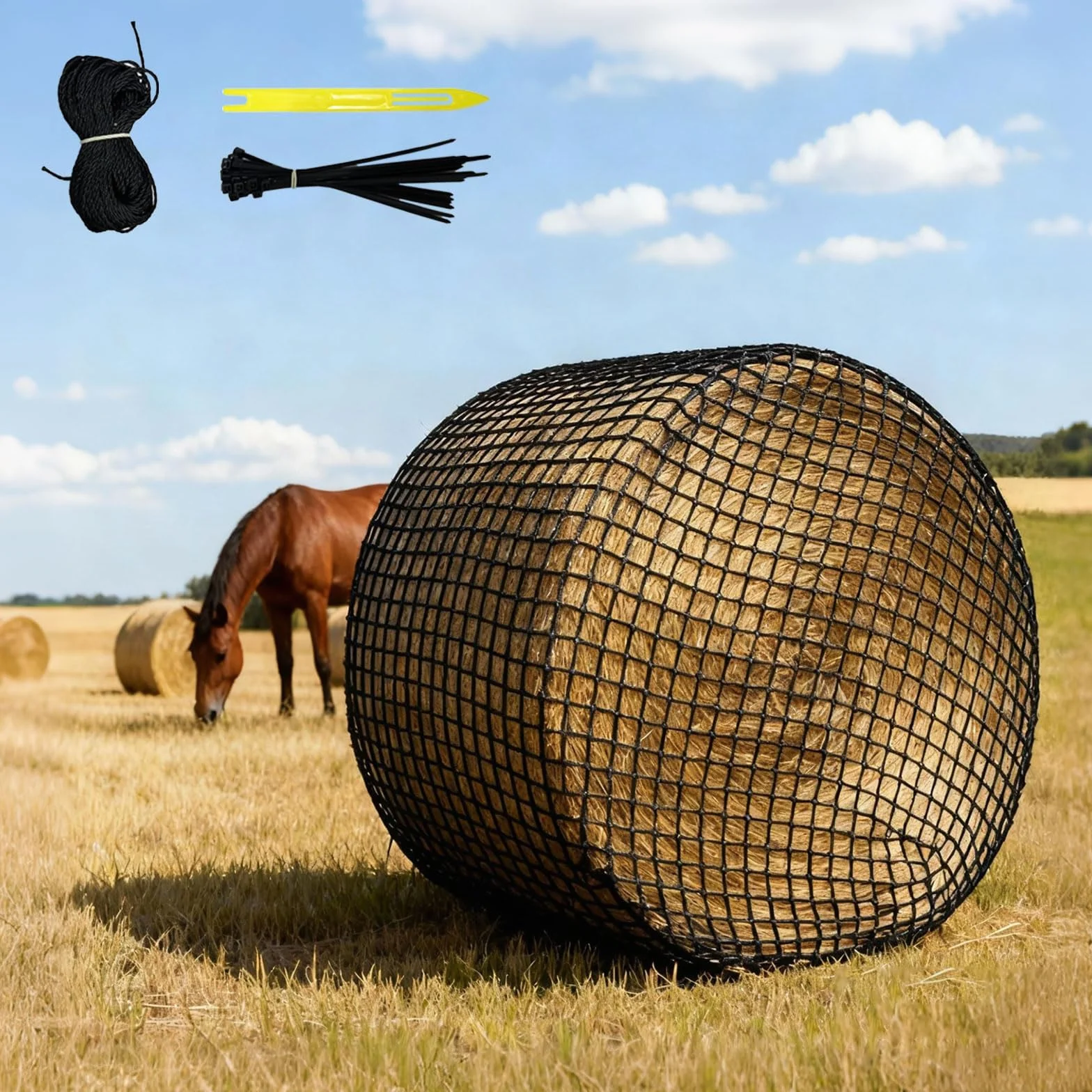 Siatka na siano do okrągłych beli, małe oczka, rozmiar 5 x 1 m