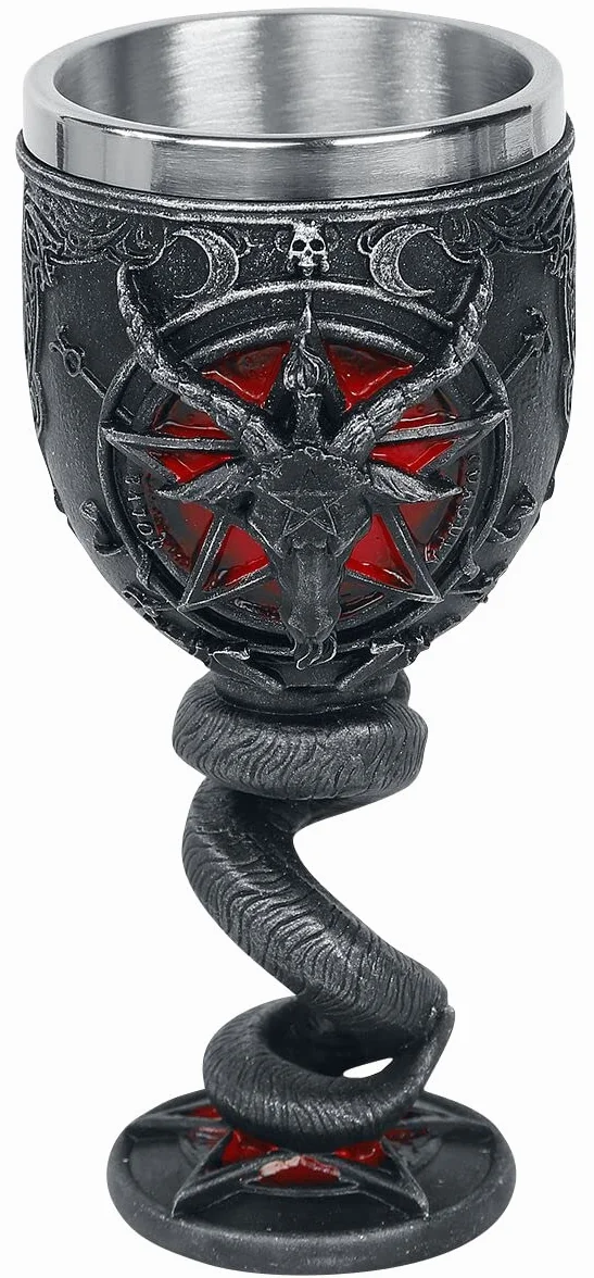Nemesis Now Baphomet Kieliszek 16 cm, żywica ze stali nierdzewnej, czarny