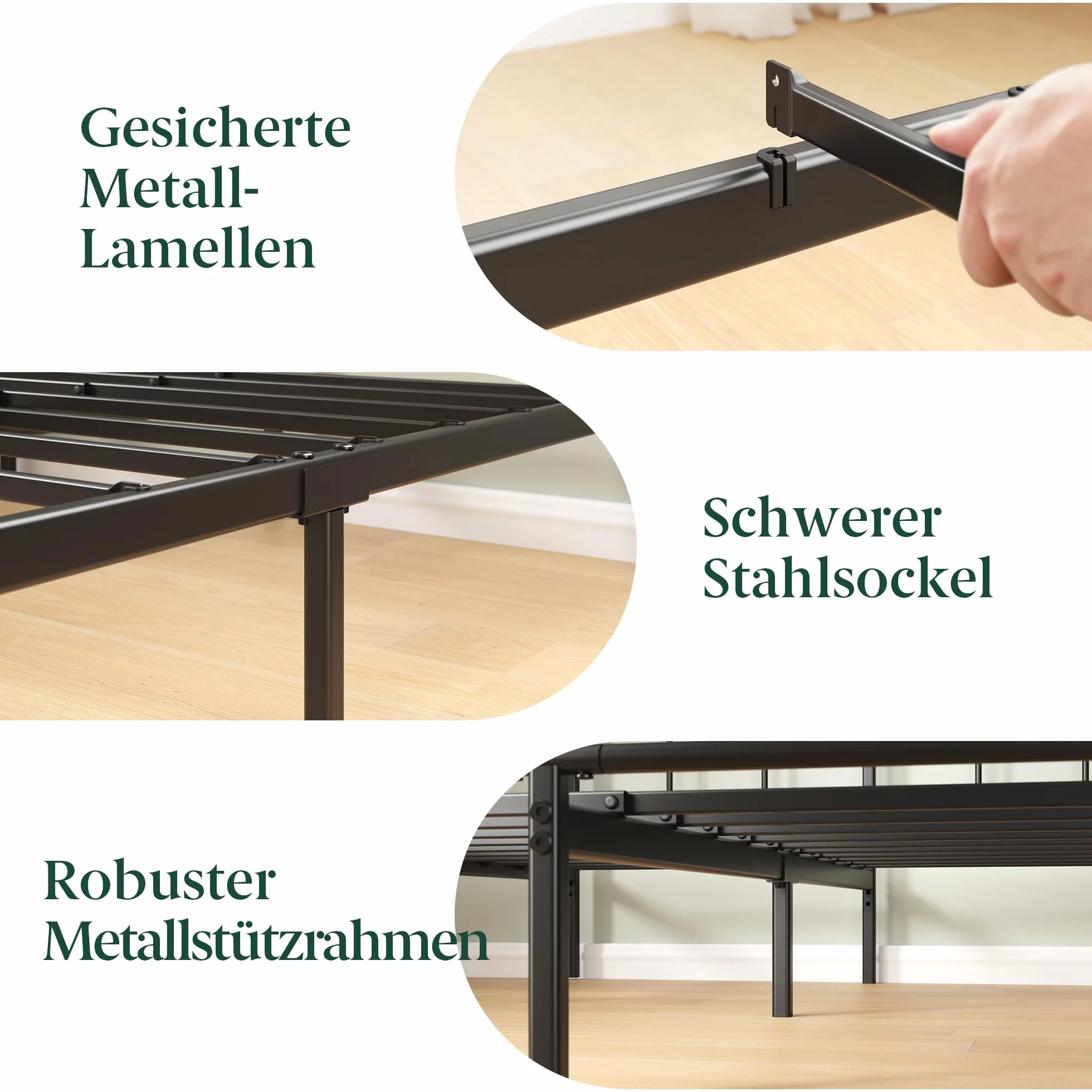 Zinus Elias Łóżko 200 x 140 cm – 30 cm wysokości – metalowa rama łóżka z zagłówkiem – metalowe łóżko ze stelażem – nie wymaga łóżka kontynentalnego, wolna przestrzeń pod łóżkiem, nowoczesne