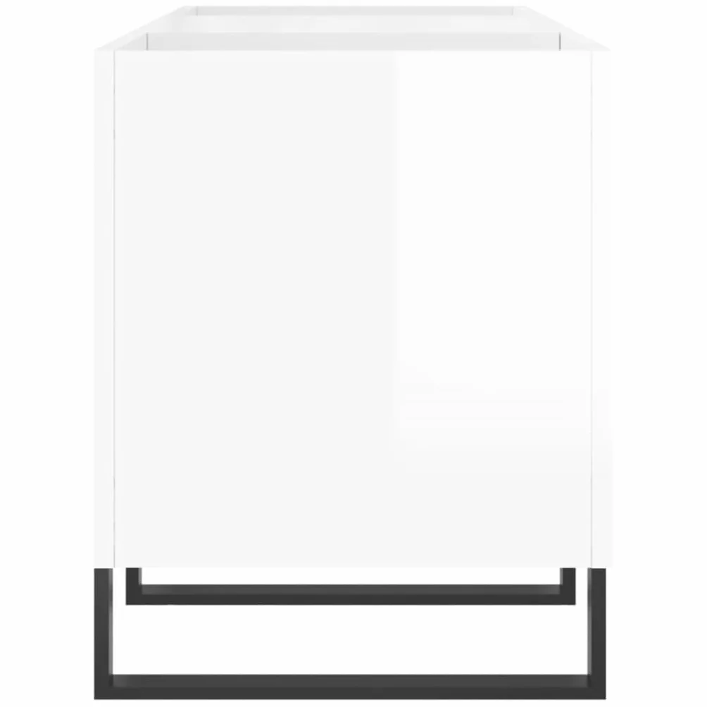 Generic Szafka na Płyty Winylowe i Stojak na Gramofon do Salonu Stół z Odtwarzaczem Muzyki Przemysłowej z żelaznymi Nóżkami i Półkami 121 X 38 X 48 Cm Dąb Wędzony (Biały o wysokim połysku)