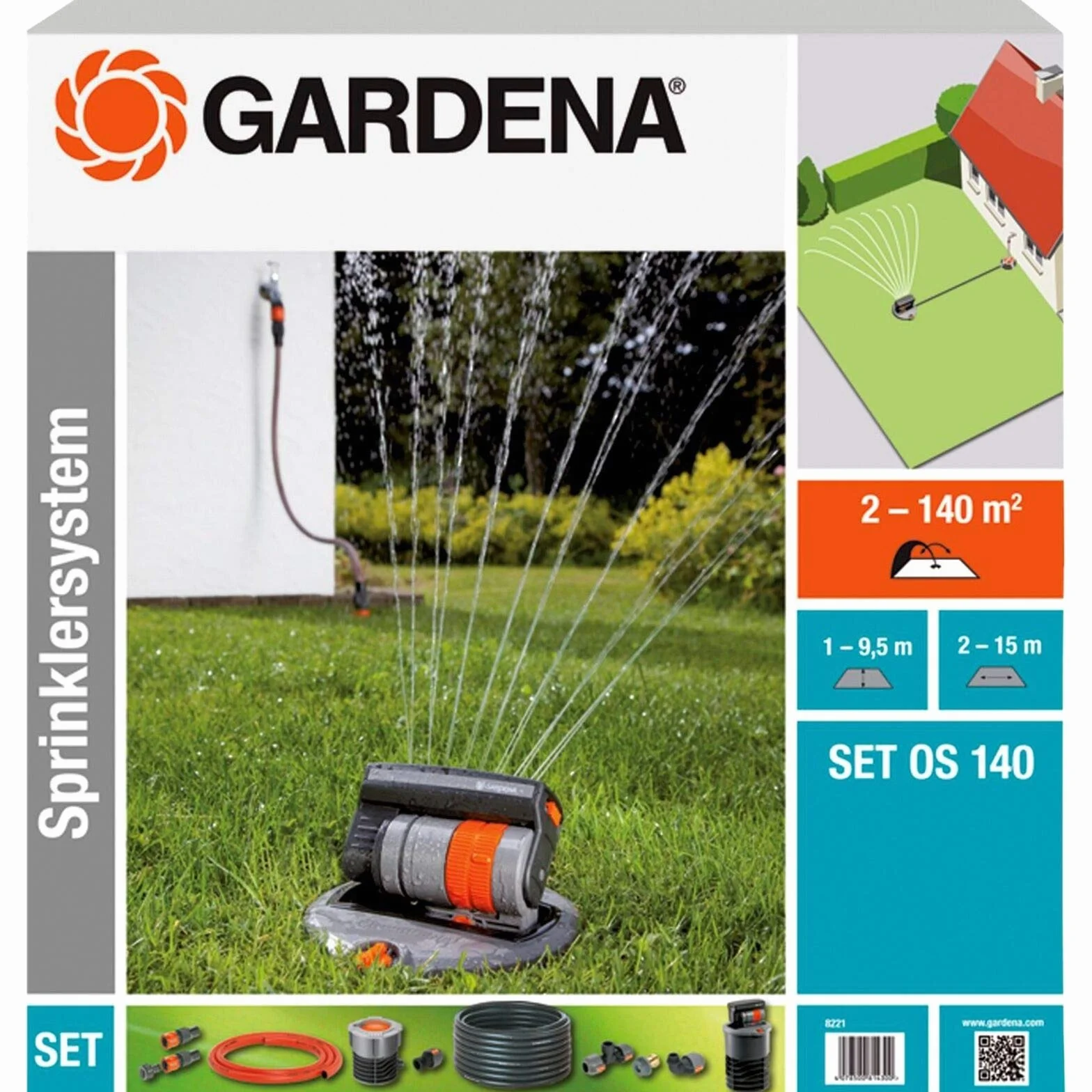 Gardena 8221 – 20 system zraszacza wynurzalnego OS 140