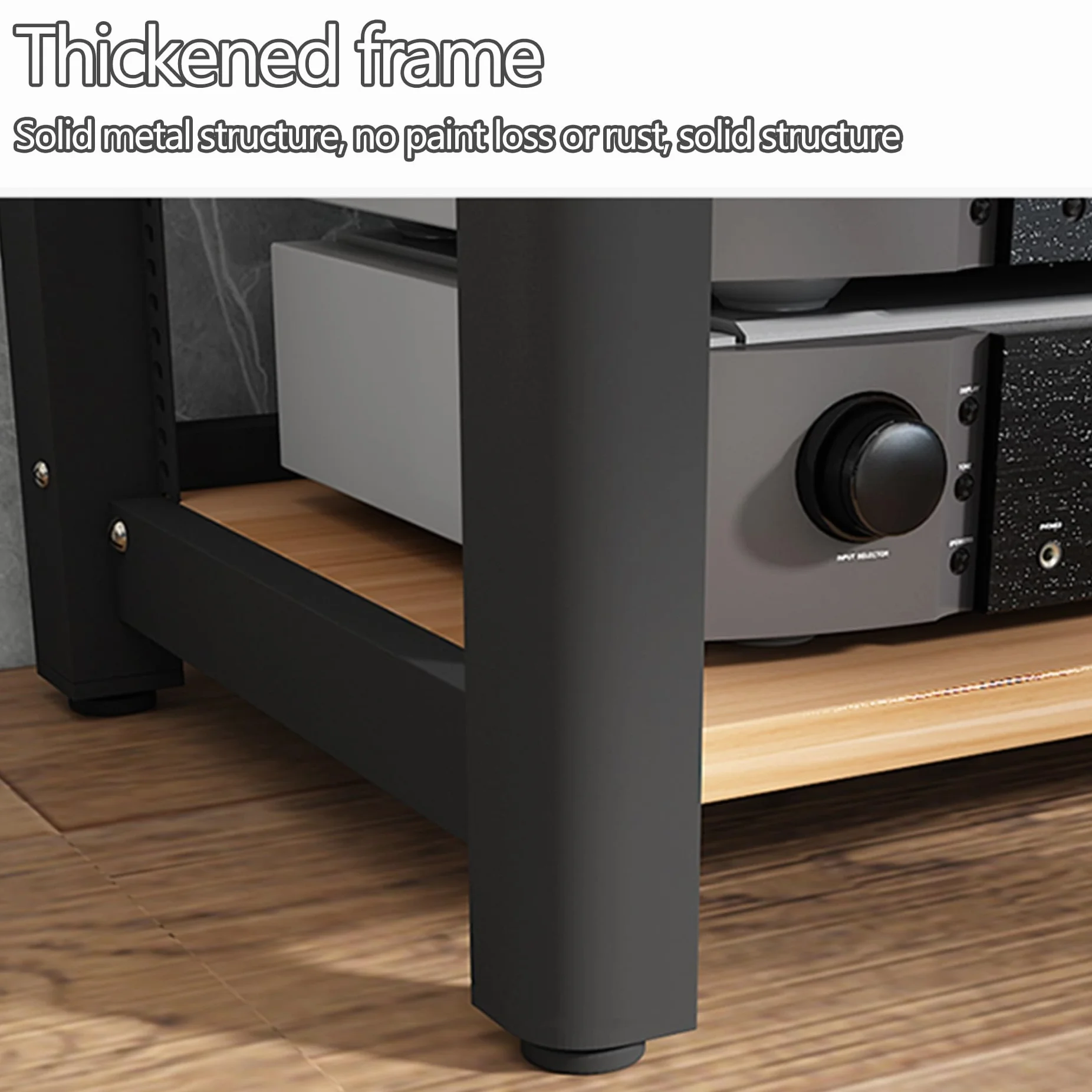 Stojak audio HiFi 2/3/4/5-poziomowa szafka do przechowywania gramofonów, płyt winylowych i odtwarzaczy Blu-ray, konsola multimedialna do przetwornika cyfrowo-analogowego i wzmacniaczy (czarna, 60 x 50