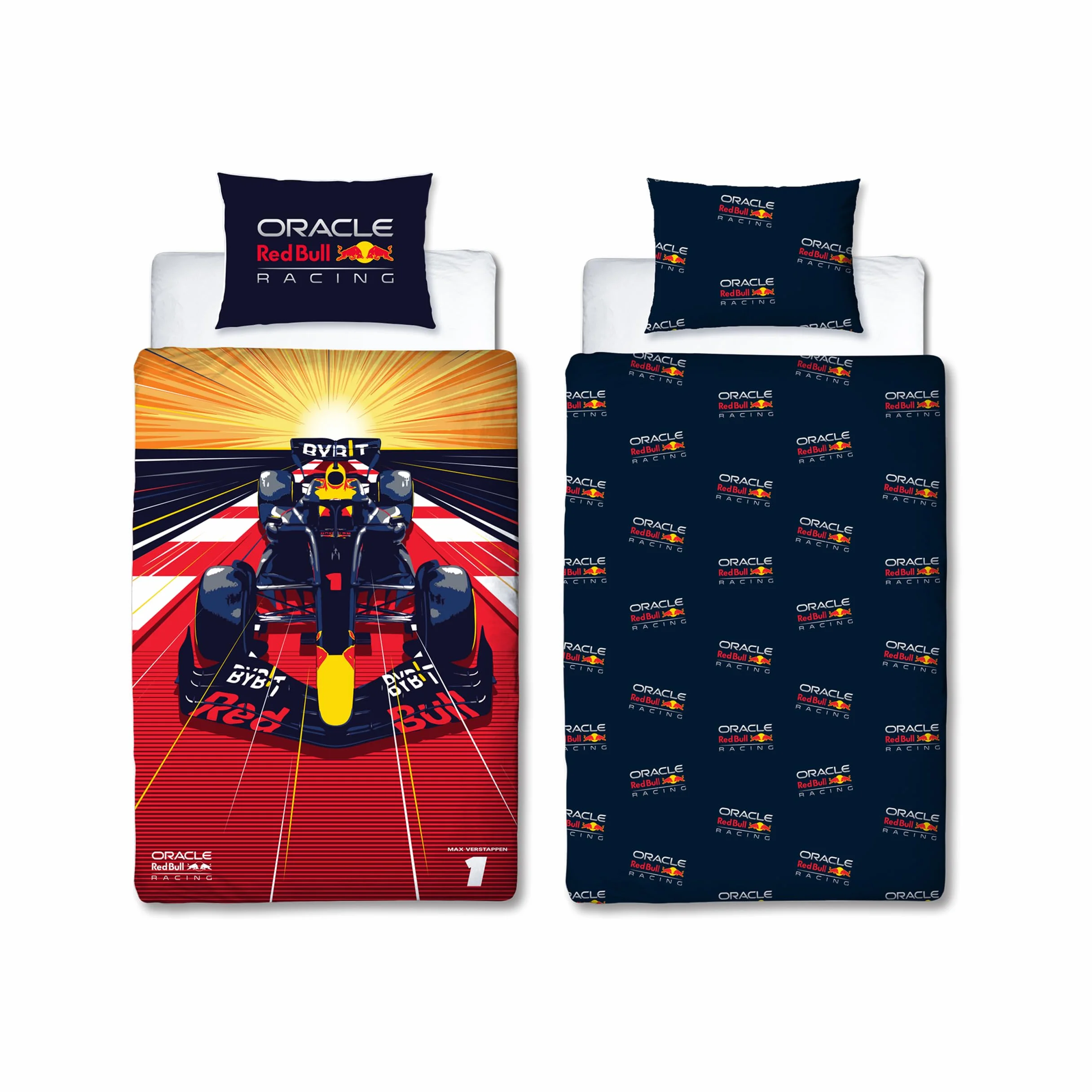 Character World Oracle Red Bull Racing oficjalny zestaw poszewek na kołdrę | Speed Design dwustronna dwustronna pościel z pasującą poszewką na poduszkę zestaw na łóżko pojedyncze | bawełna poliestrowa