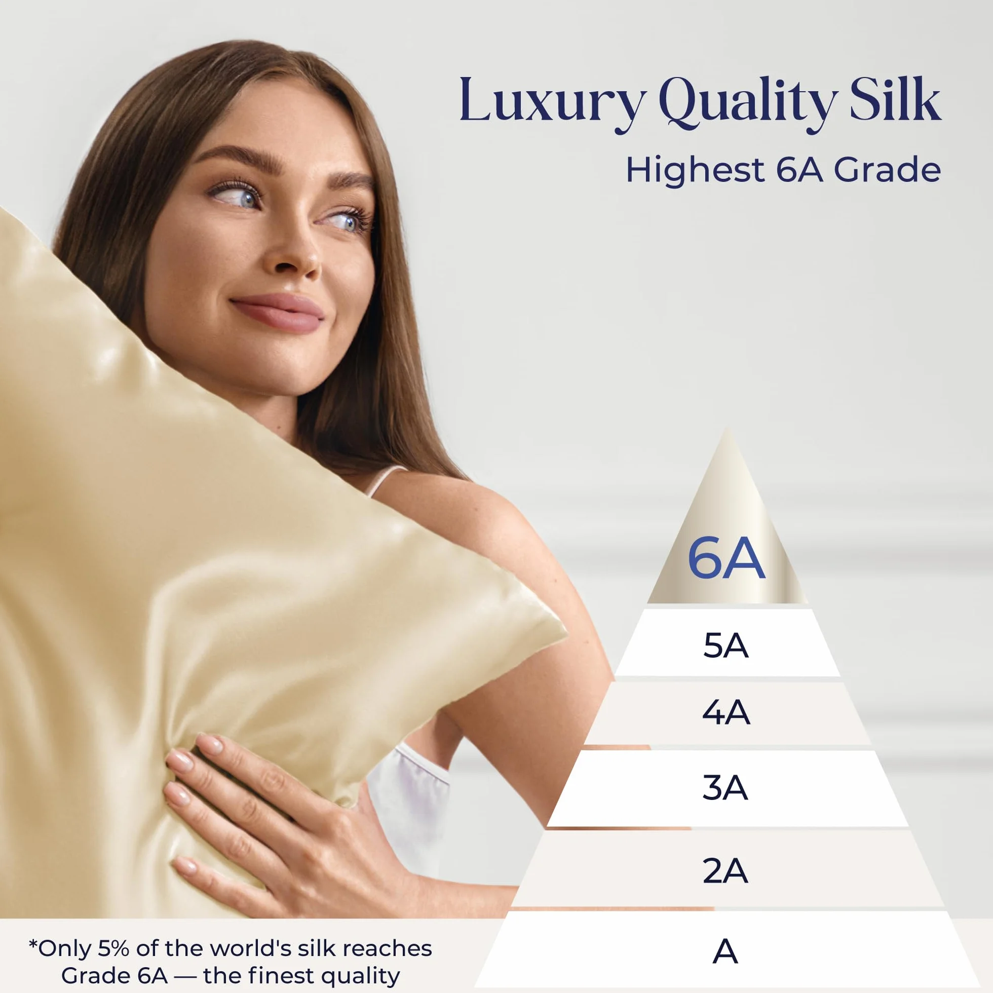 Dreamzie Silk Poszewka na poduszkę 100% jedwab 22 Momme Grade 6A - Oeko-Tex dla włosów i skóry - Jedwabna poszewka na poduszkę 1 szt. - Kość słoniowa - 50 x 70 cm