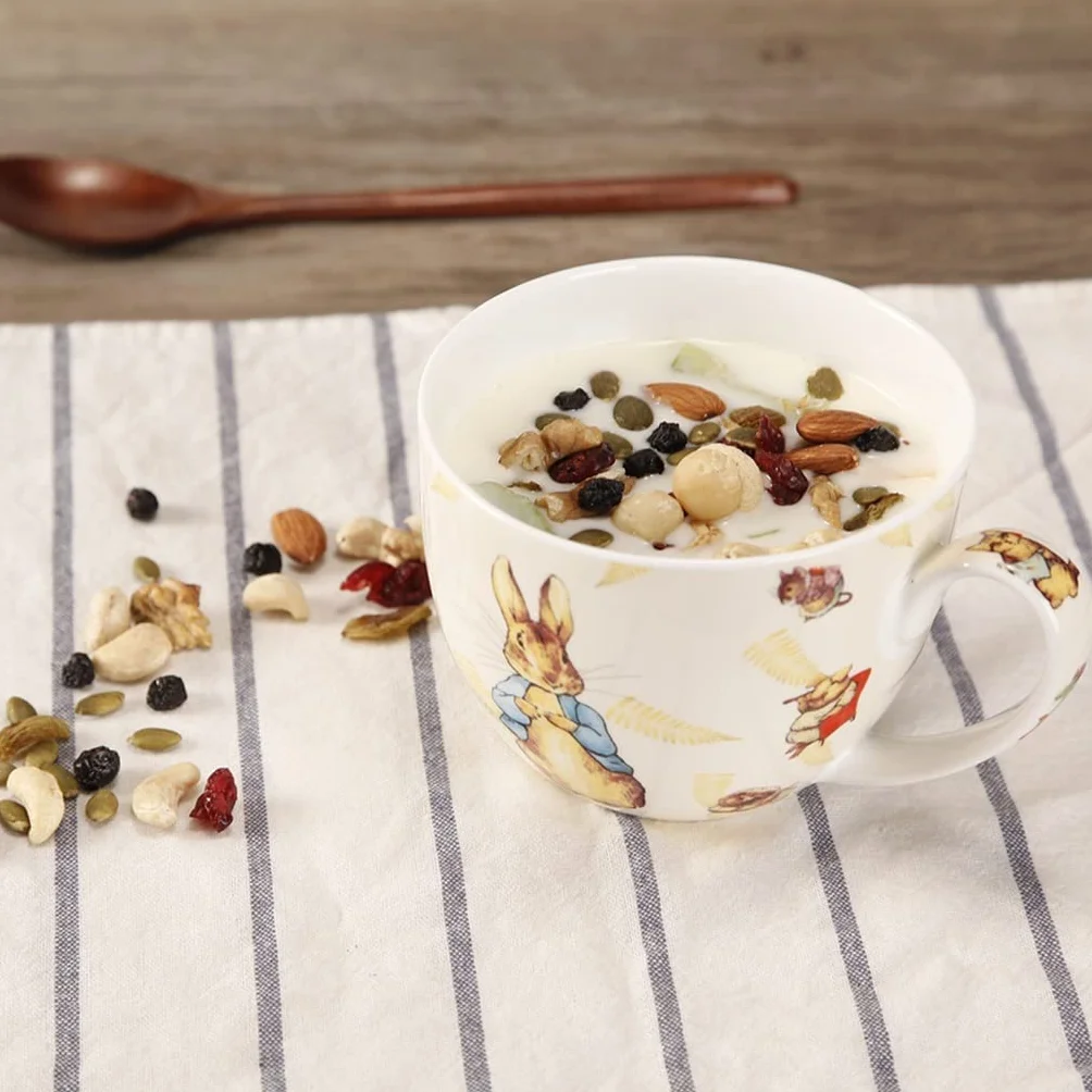 Kreskówka królik duży kubek kawy ceramiczny milka filiżanka porcelanowa filiżanka herbaty piękny (Color : D, Size : 700ML)