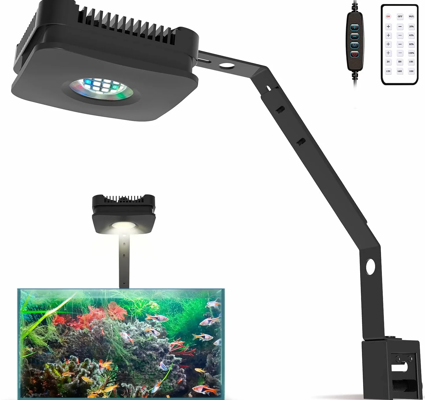 Lominie Lampa LED do Akwarium P30 30W 4 Kanały z Uchwytem Ściemnianie Timer