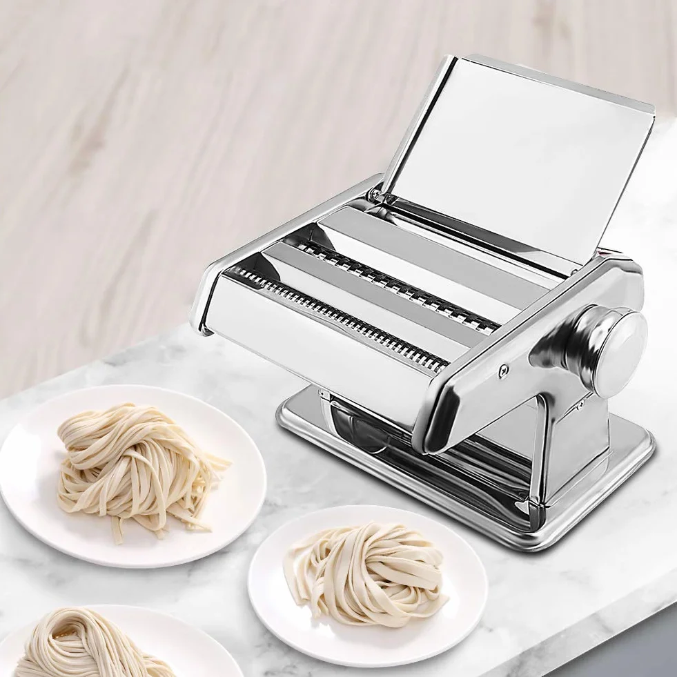 Maszyna do Robienia Makaronu, Krajalnica do Makaronu ze Stali Nierdzewnej, Ręczna Maszyna do Makaronu 3 w 1, Maszyna do Makaronu Rolkowego do Makaronu Tagliatelle ze Spaghetti Lasagna