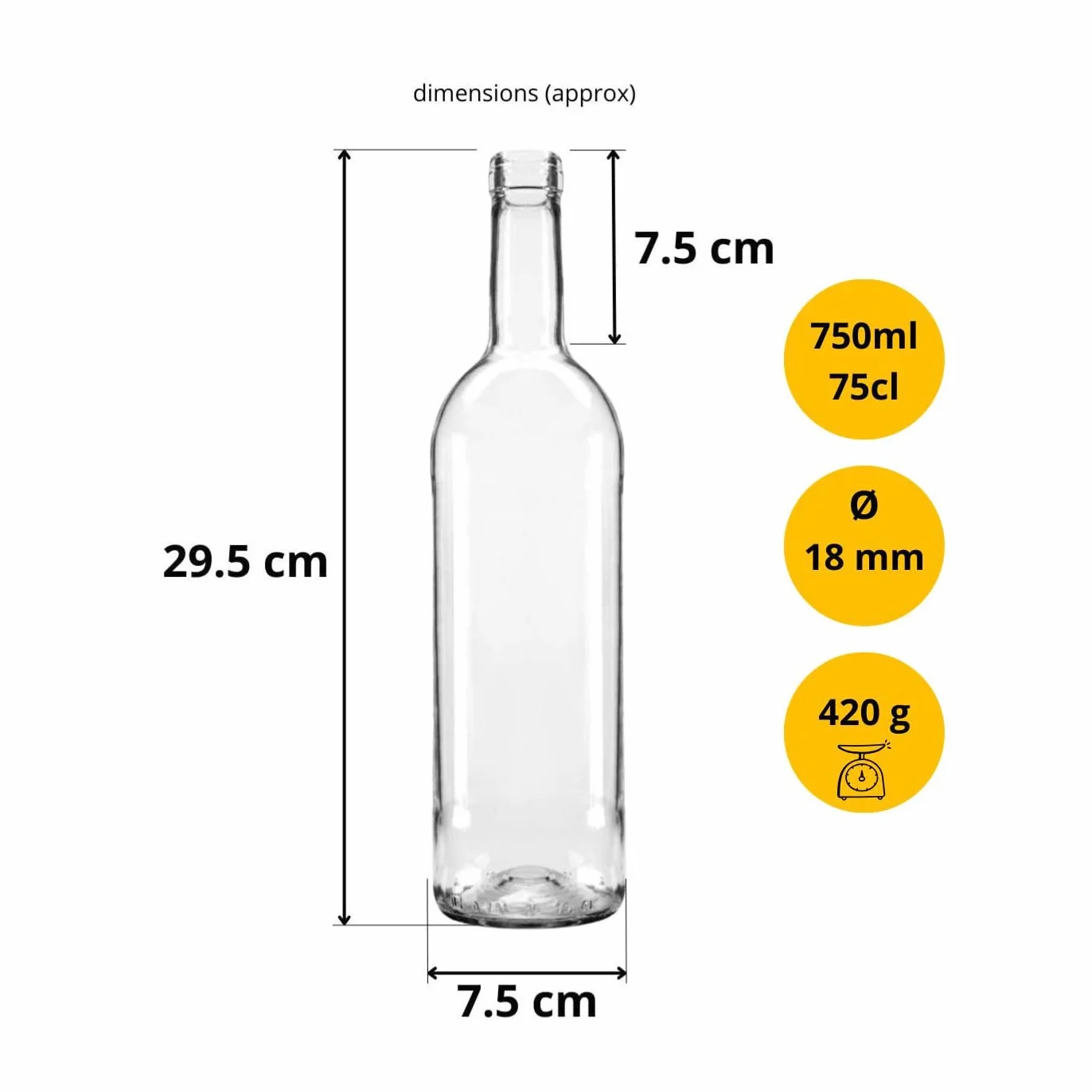 DIAH - butelki do wina ze szkła bordowy 0,75 l (750 ml) do produkcji wina domowego (8 x przezroczyste butelki wina)