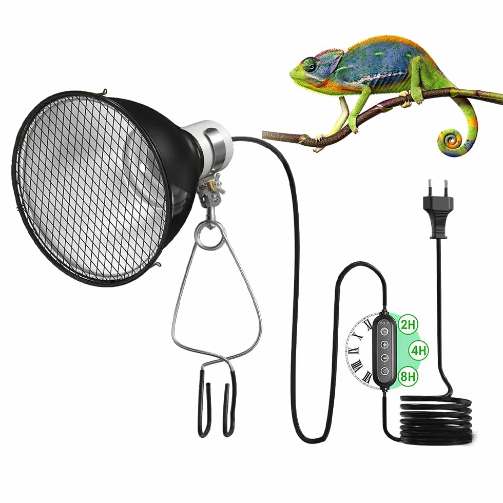 Lampa grzewcza dla gadów E27 200 W z timerem UVA/UVB/podczerwień do terrarium