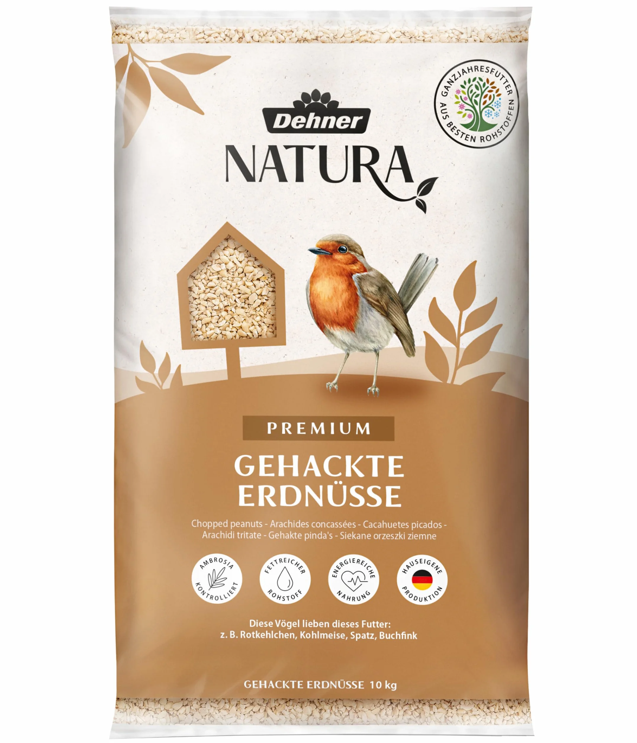 Dehner Natura karma dla dzikich ptaków orzeszki ziemne bez łupin 10 kg