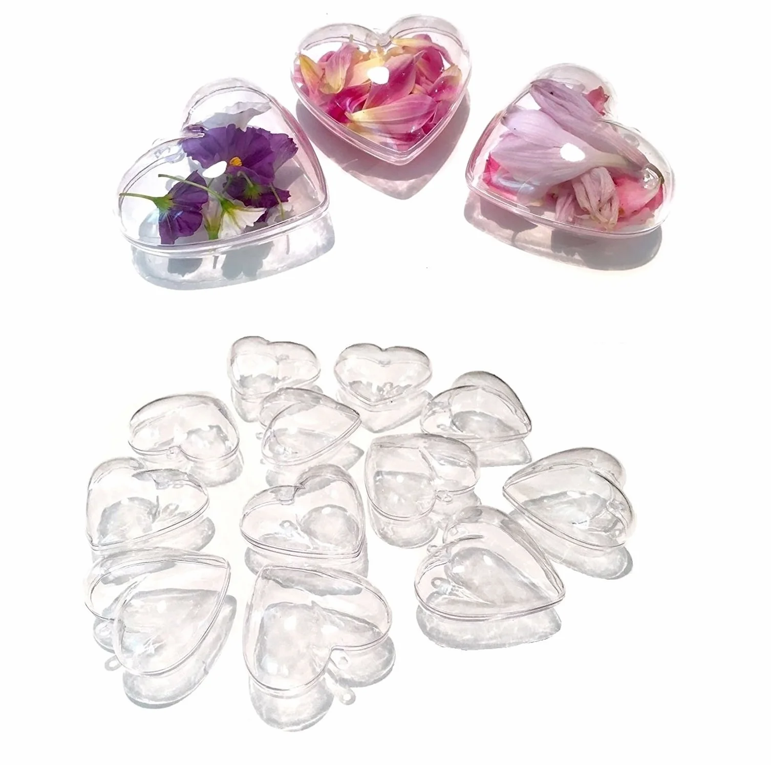 Crystal King Akrylowe kulki serca, 10 cm, podzielne, przezroczyste, kulka, 10 sztuk, 100 mm