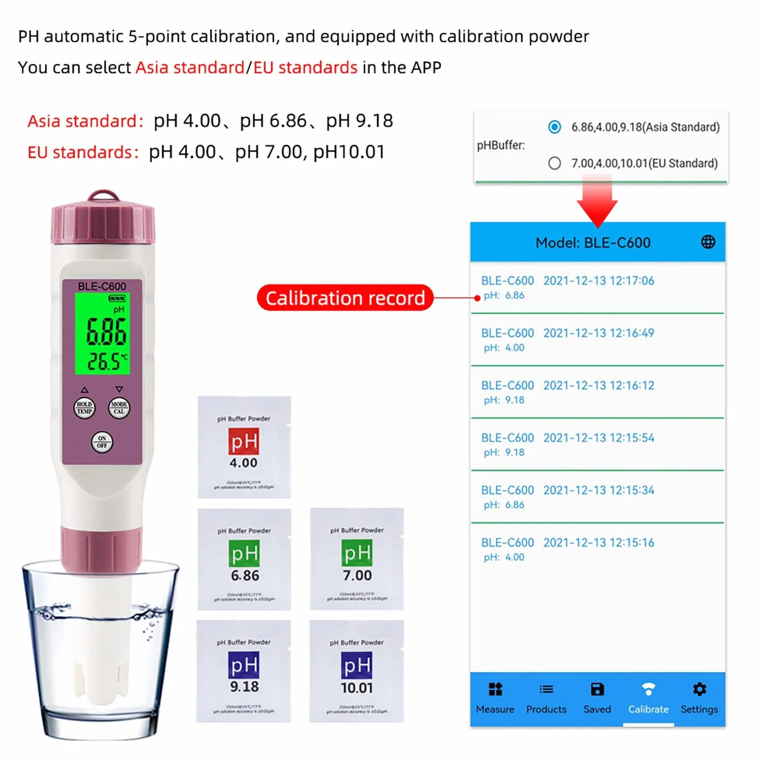 Miernik Cyfrowy BLE C600 i Zestaw do Badania Wody, Długopis do Testowania Jakości Wody, Inteligentny Tester PH Bluetooth z ATC, PH TDS EC ORP SG Miernik Temperatury Zasolenia