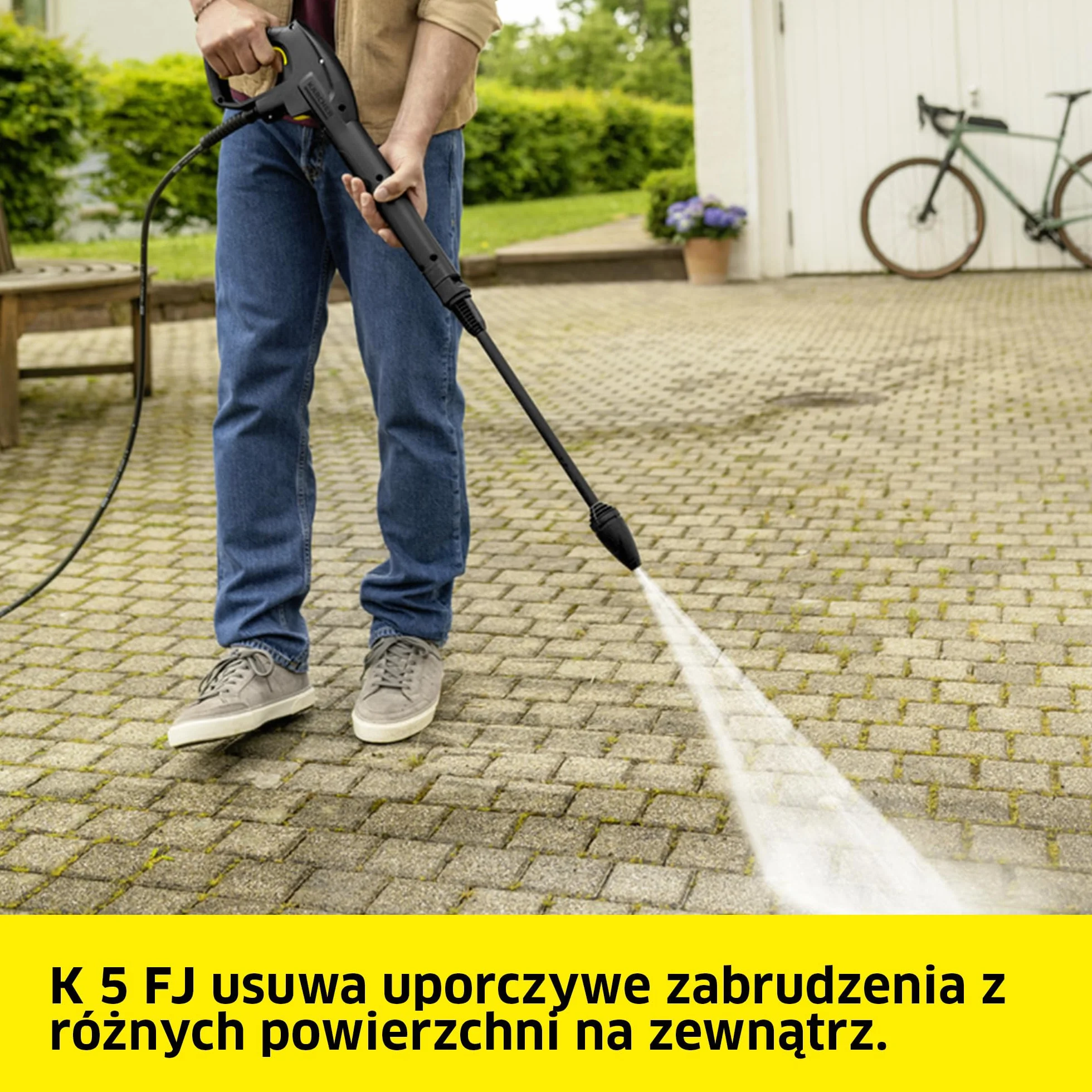 Kärcher myjka ciśnieniowa K 5 FJ, ciśnienie: 145 bar, wydajność: 500 l/h, wydajność powierzchniowa: 40 m²/h, filtr wody, waga: 6,3 kg, pistolet, wąż, dysza rotacyjna, lanca Vario Power, dysza pianowa