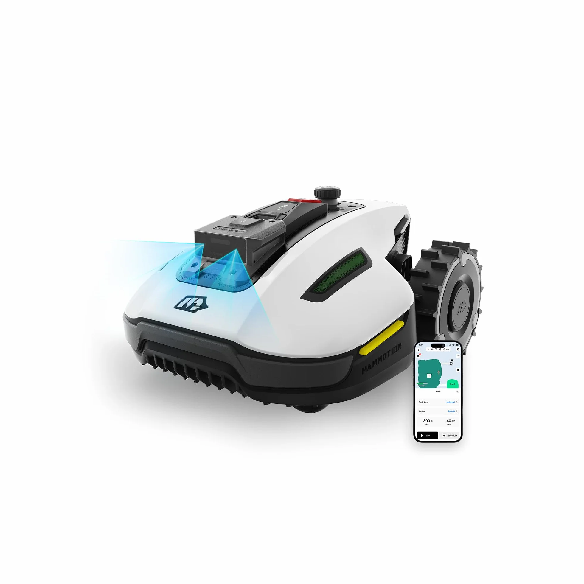Robot koszący MAMMOTION YUKA Mini 500 z zapasowymi ostrzami, NetRTK+Vision, nie wymaga anteny RTK, automatyczne mapowanie, Rec. 500 m², maks. 700 m², z modułem 4G