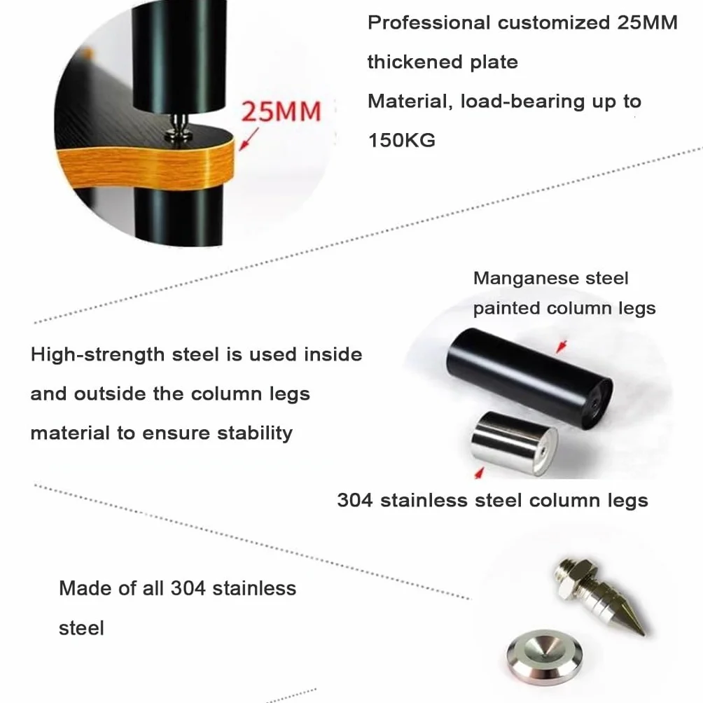 3/4-warstwowa szafka audio HIFI HiFi stojaki i półki AV, stolik pod telewizor, stojak MDF, stojak audio z amortyzującymi nóżkami, półka wzmacniacza mocy, szafka na sprzęt (Czarny-B, 60 * 93 * 48cm)