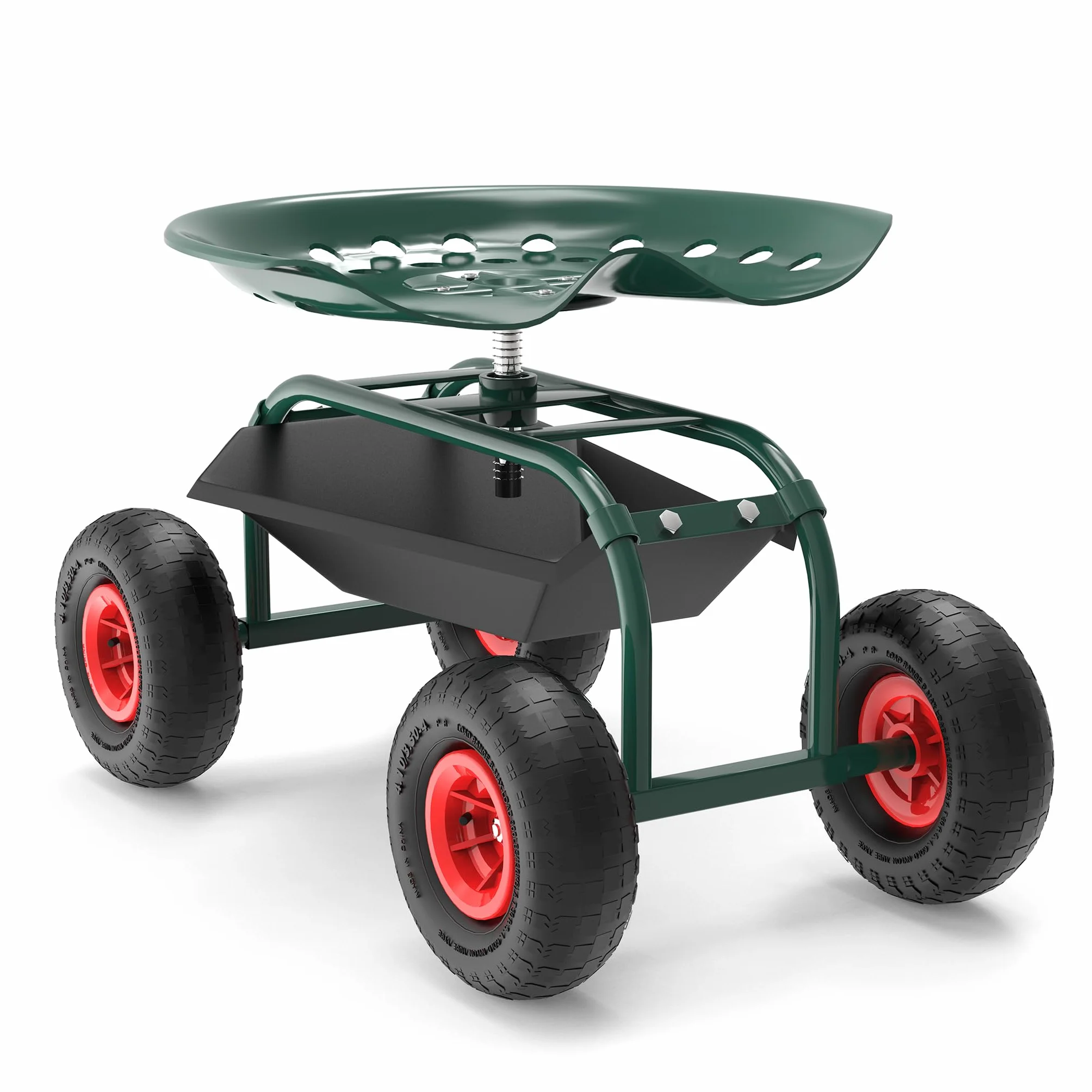 Wiltec Wózek ogrodowy z siedziskiem na kółkach i półką do ogrodu, taboret warsztatowy, mobilne siedzisko robocze ze stalową konstrukcją do 150 kg