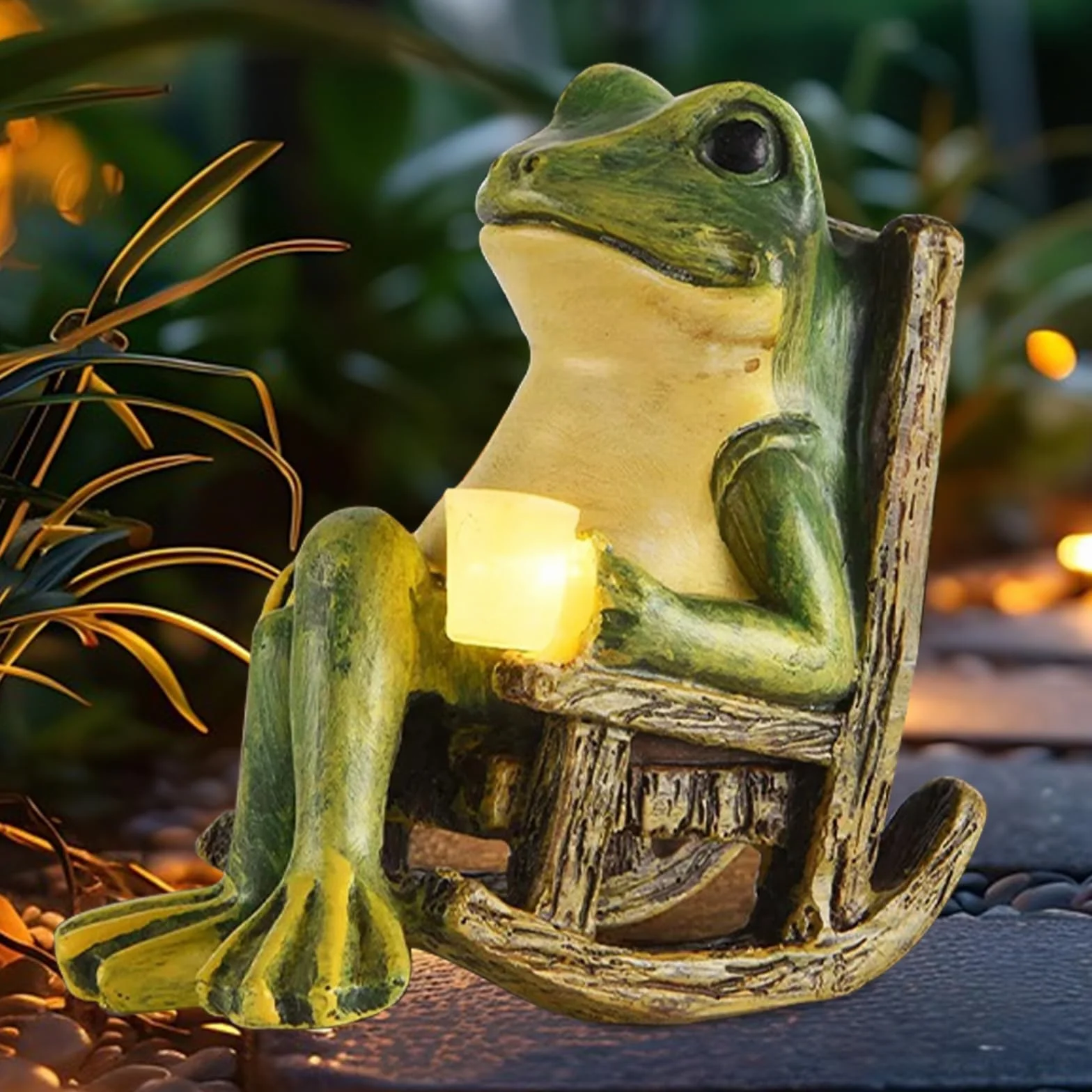 Dekoracja figurek żaby, solarna figurka zwierzęcia, ornament z lampami solarnymi, statuetka żaby, dekoracja do ogrodu, lampa solarna, akcesoria do ogrodu, na taras, dom, trawnik