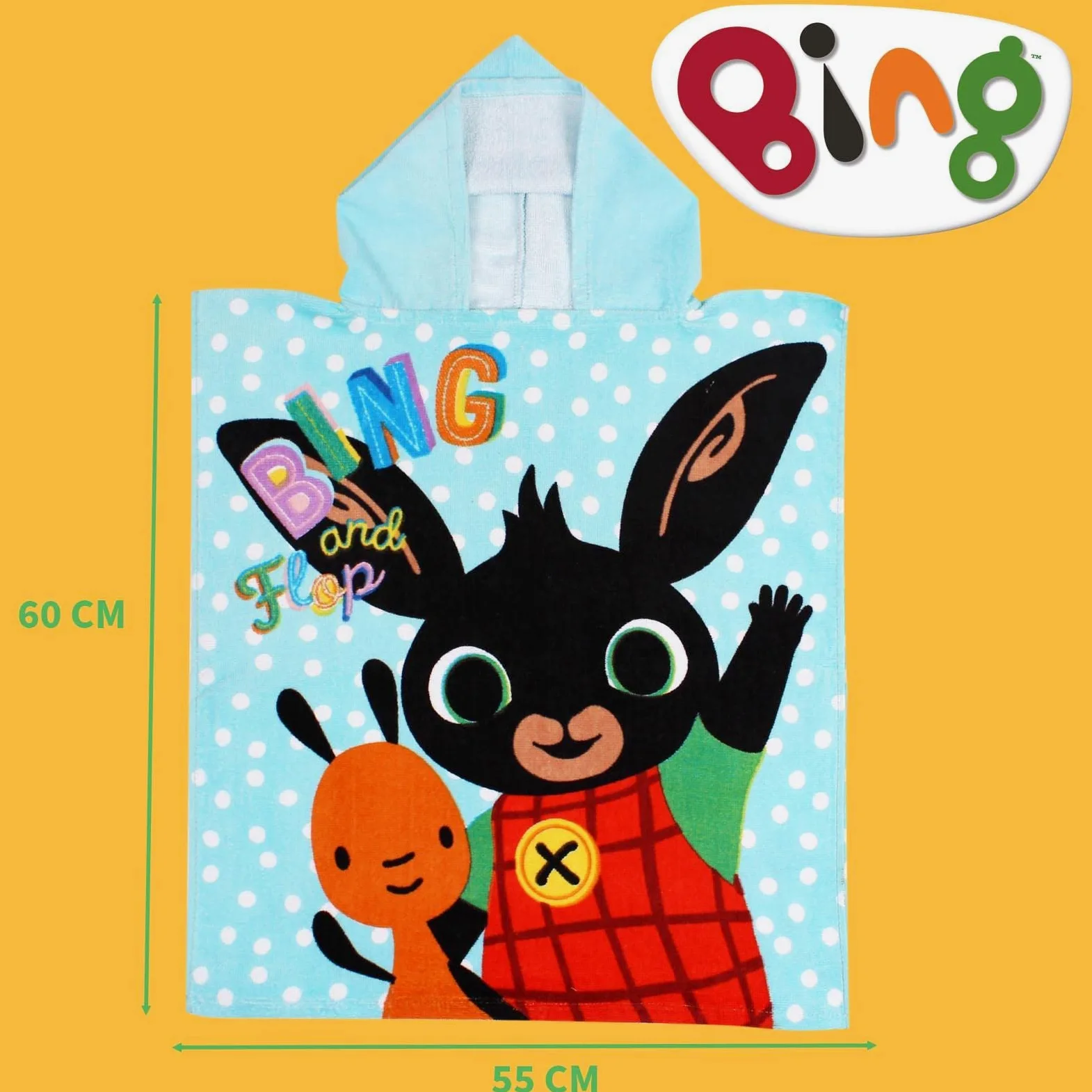Poncho Bing zajączek 50 x 115 ręcznik z kapturem