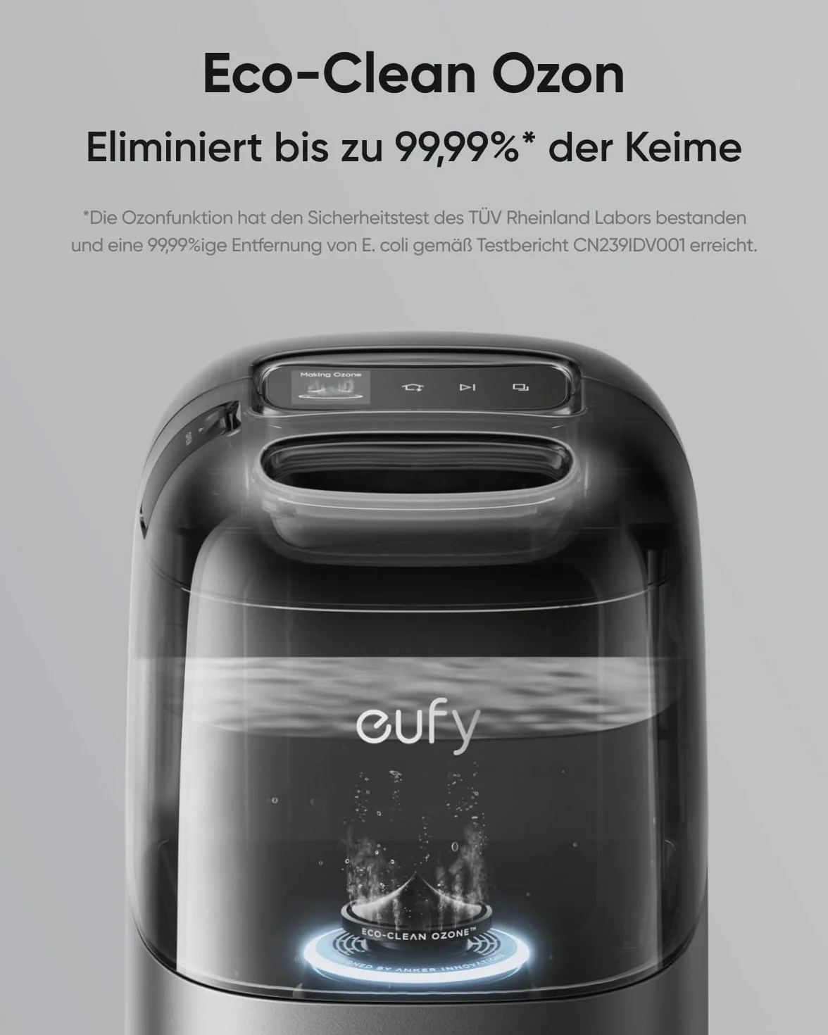 eufy Robot ssąco-mopujący S1 Pro HydroJet – 2 w 1, Eco-Clean Ozone, duża siła ssania, inteligentne wykrywanie przeszkód, automatyczne czyszczenie i suszenie rolki mopa, samoczynne opróżnianie