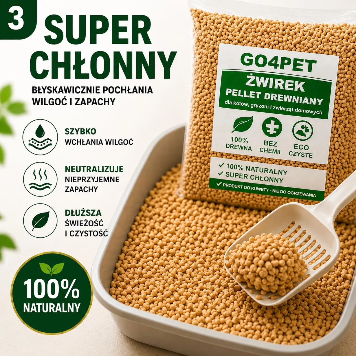 Żwirek Drewniany dla Kotów i Gryzoni, 10 kg, Naturalny Pellet z Trocin Drzewnych,