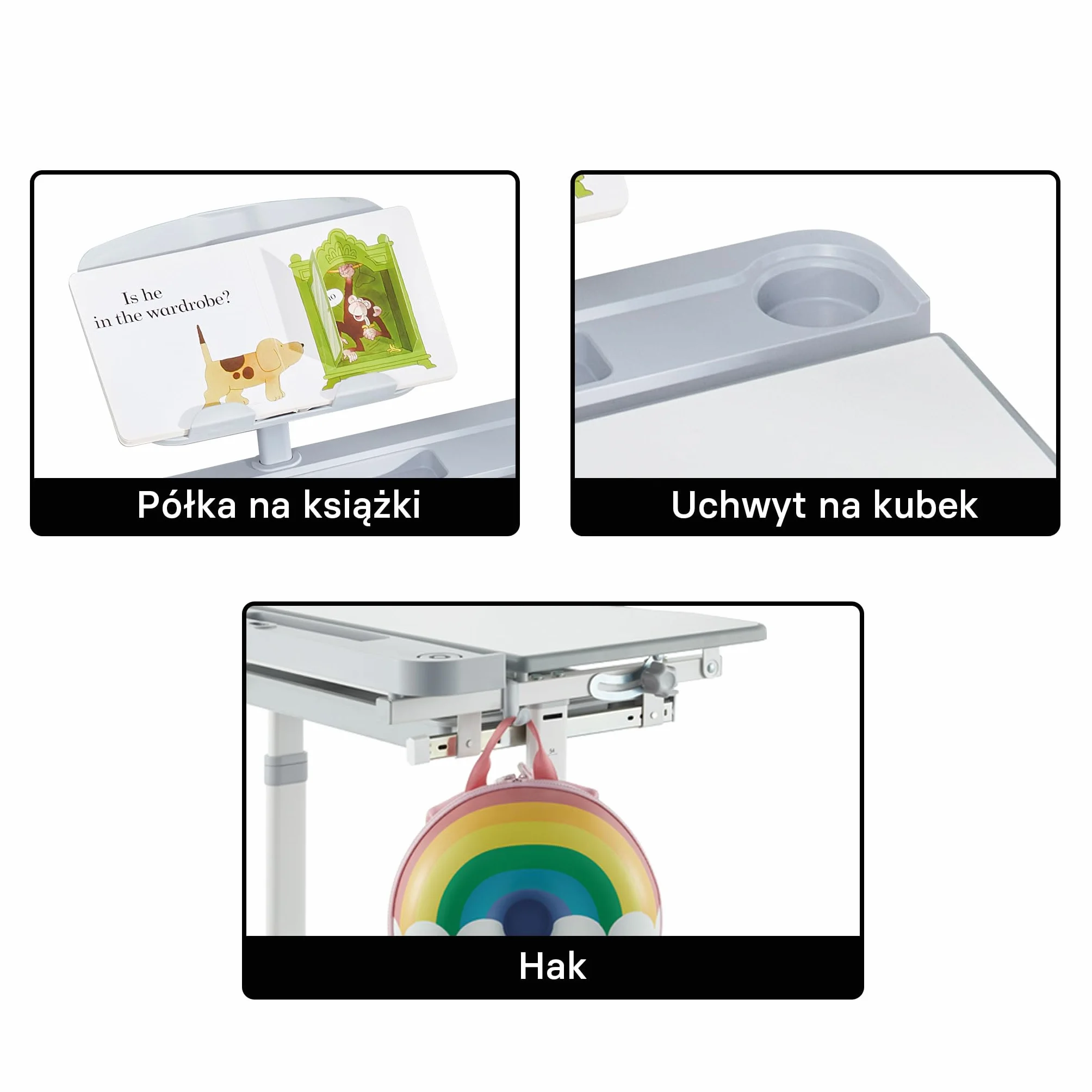 Zestaw mebli dziecięcych z regulacją wysokości, biurko z krzesłem dla dziecka w wieku szkolnym, ergonomiczne meble edukacyjne rosnące z dzieckiem, do nauki pisania rysowania i czytania
