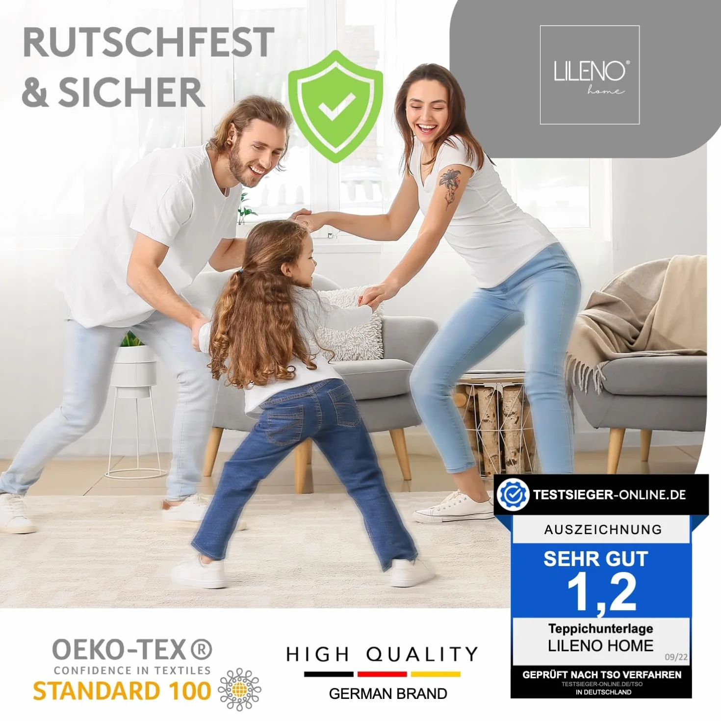 LILENO HOME Podkładka antypoślizgowa z włókna szklanego [80 x 150 cm] – idealna mata antypoślizgowa do wszystkich rodzajów podłóg, wysokiej jakości mata do bezpiecznego domu