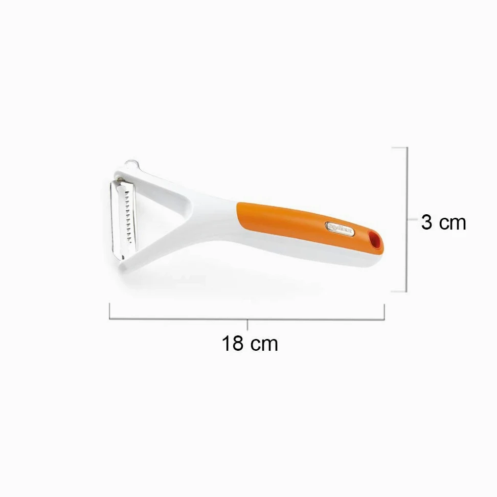 Zyliss E950019 Obieraczka Julienne, 25 cm, tworzywo sztuczne/stal nierdzewna, biały/pomarańczowy, tworzenie pasków owoców i warzyw, ergonomiczny uchwyt, nadaje się do mycia w zmywarce