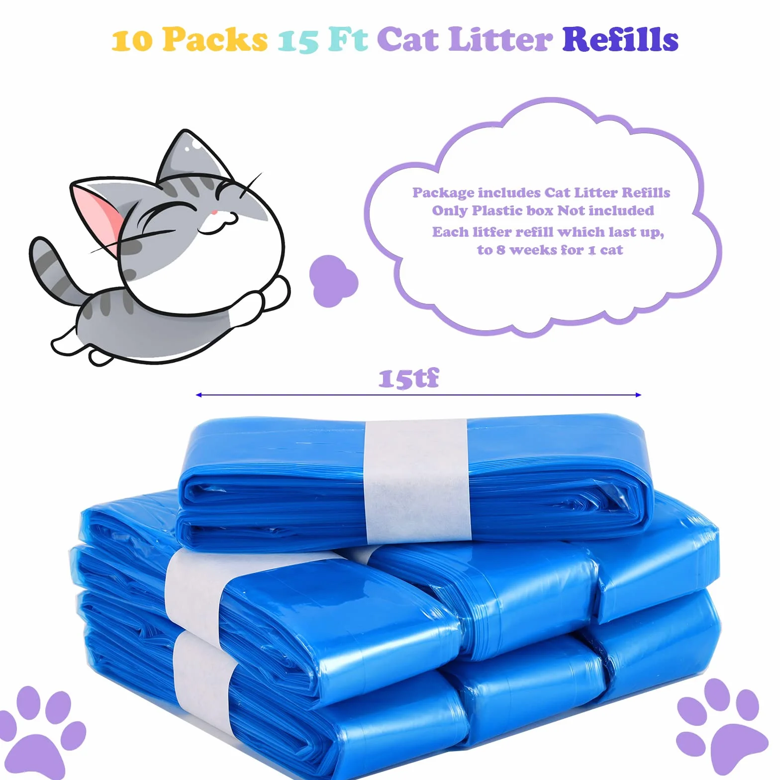 Torba na łóżko dla kota 6,5 m 10 szt. kompatybilna z Litterlocker/Litter Genie