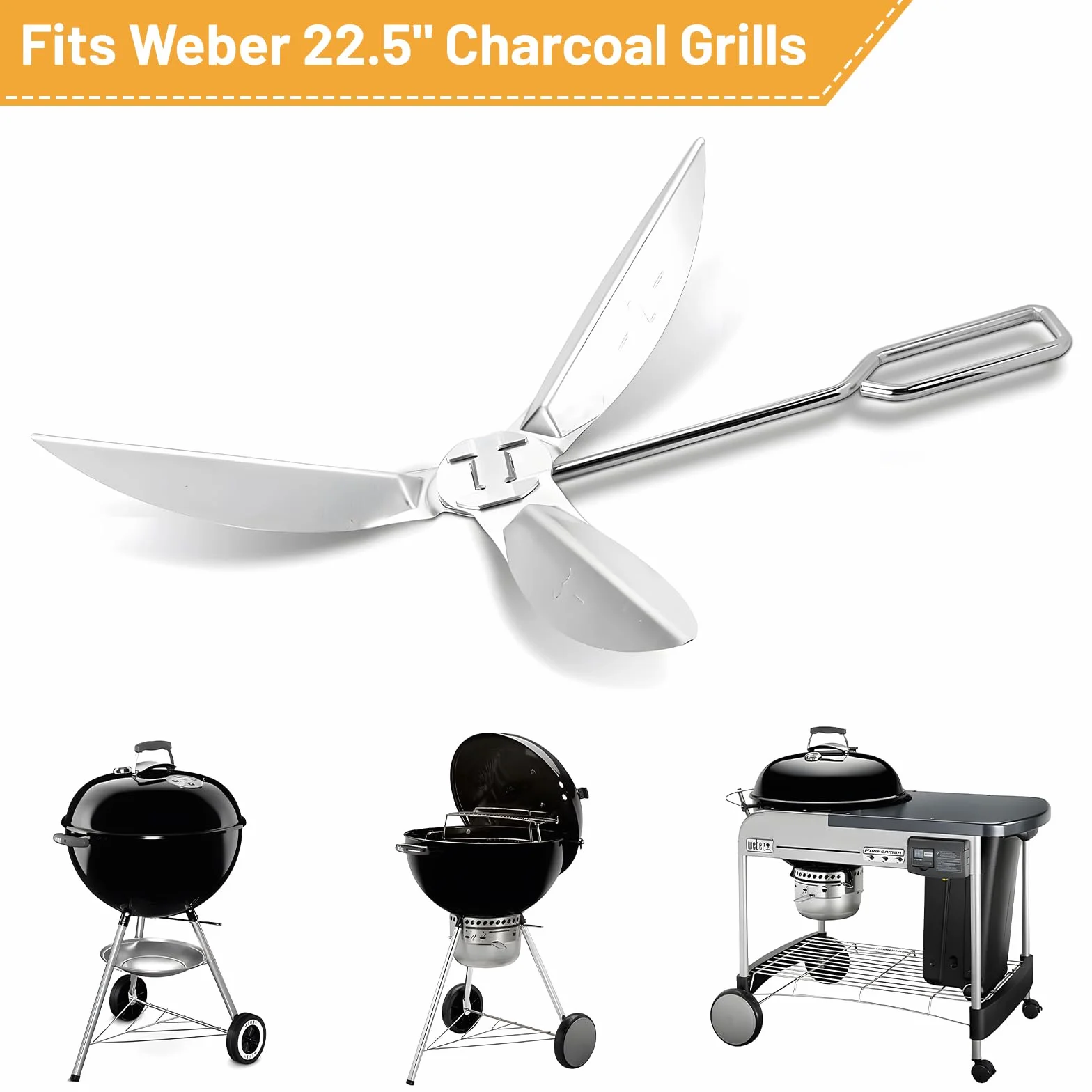 DBREAKS Zestaw 2 zestawów do czyszczenia One-Touch 22-1/2 cala, kompatybilny z akcesoriami do grilla Weber, 7444 Weber Kettle Barbecue Accessories, Weber Barbecue Accessories