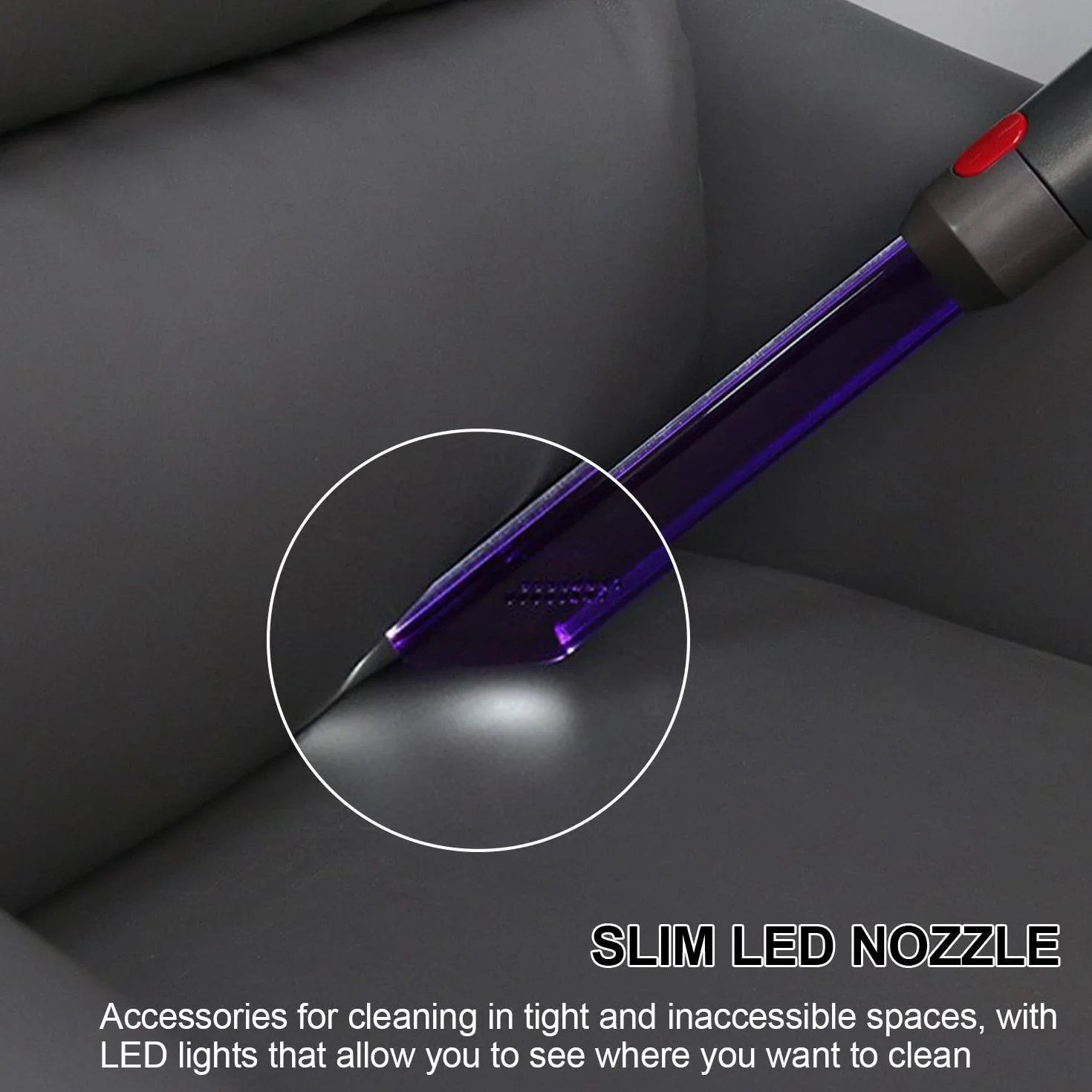 Nadymka do szpar, LED Wąska szczelina, Light Pipe Wąska szczelina, akcesoria do odkurzacza Dyson, nasadki do odkurzaczy, dysze do odkurzaczy Dyson V7 V8 V10 V11 V15