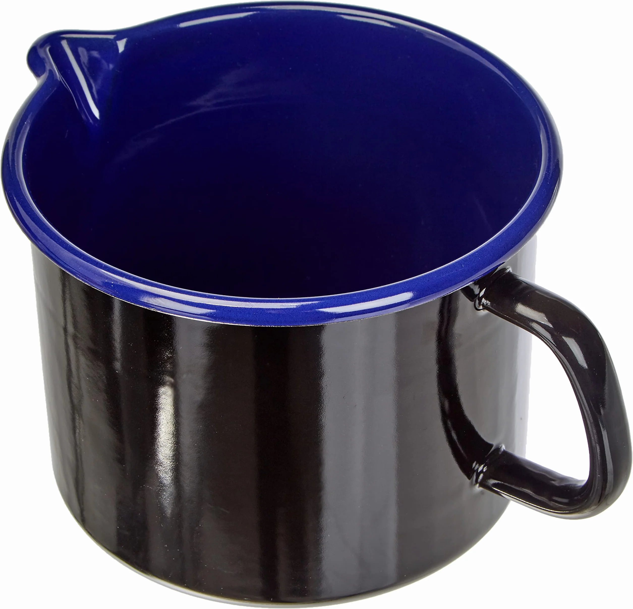 Riess, 0054-025, garnek z dziubkiem czarno-niebieski 16 2,00 l, Classic - HOTEL Profi CZARNY/KOBALTOBLAU, średnica 16 cm, wysokość 13,0 cm, pojemność 2,0 l, emalia, dzbanek, garnek na mleko