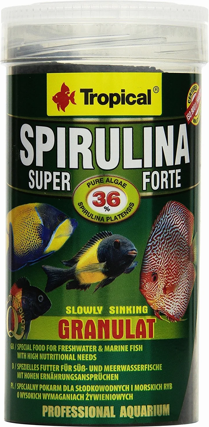 Tropical SUPER SPIRULINA FORTE GRANULAT Pokarm roślinny z spiruliną 250ml 150g