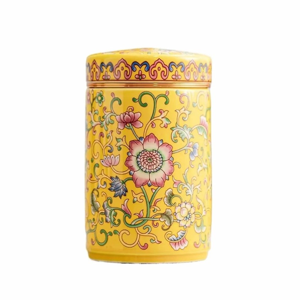 CMBSSTFC Pojemnik na herbatę Niebiesko-biała porcelana emalia Kolor luzem Pojemnik do przechowywania herbaty Słoik Ceramiczny szczelnie zamykany słoik Retro Zestaw do herbaty Pojedynczy słoik Puszka